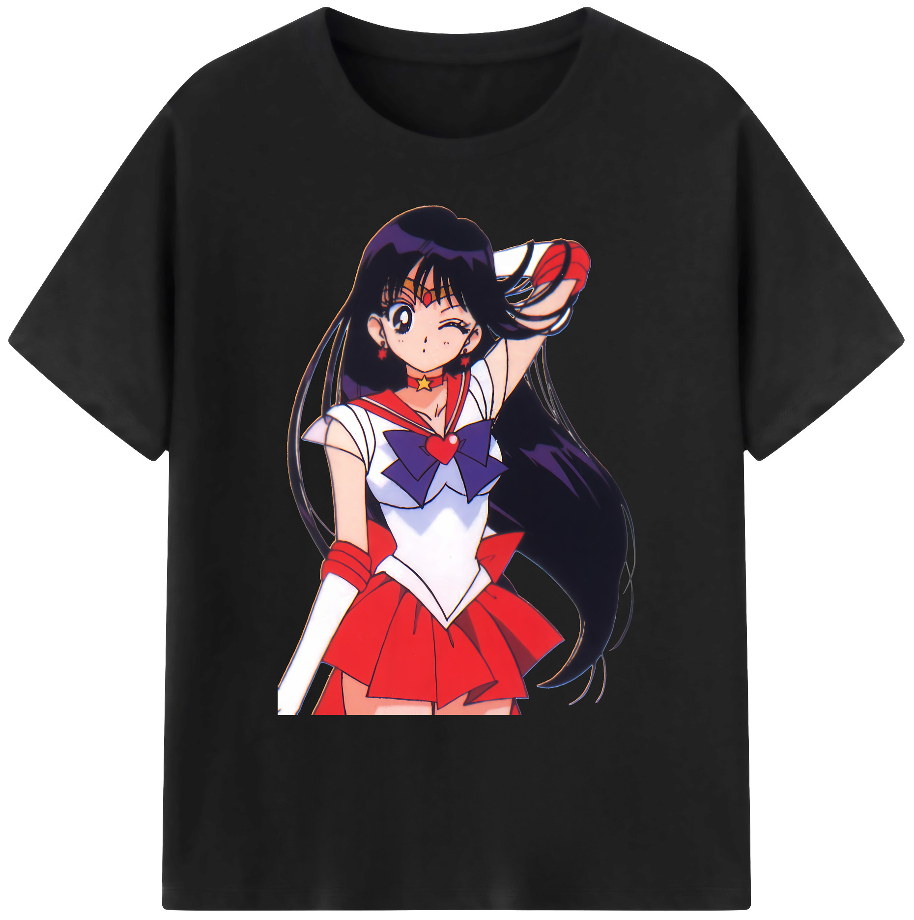 （画像用） 美少女戦士セーラームーン 火野レイ ひの レイ Sailor Moon Hino Rei （セーラーマーズ,Sailor Mars） 綿100％ メンズ半袖Tシャツ｜肌触りやわらか＆通気性