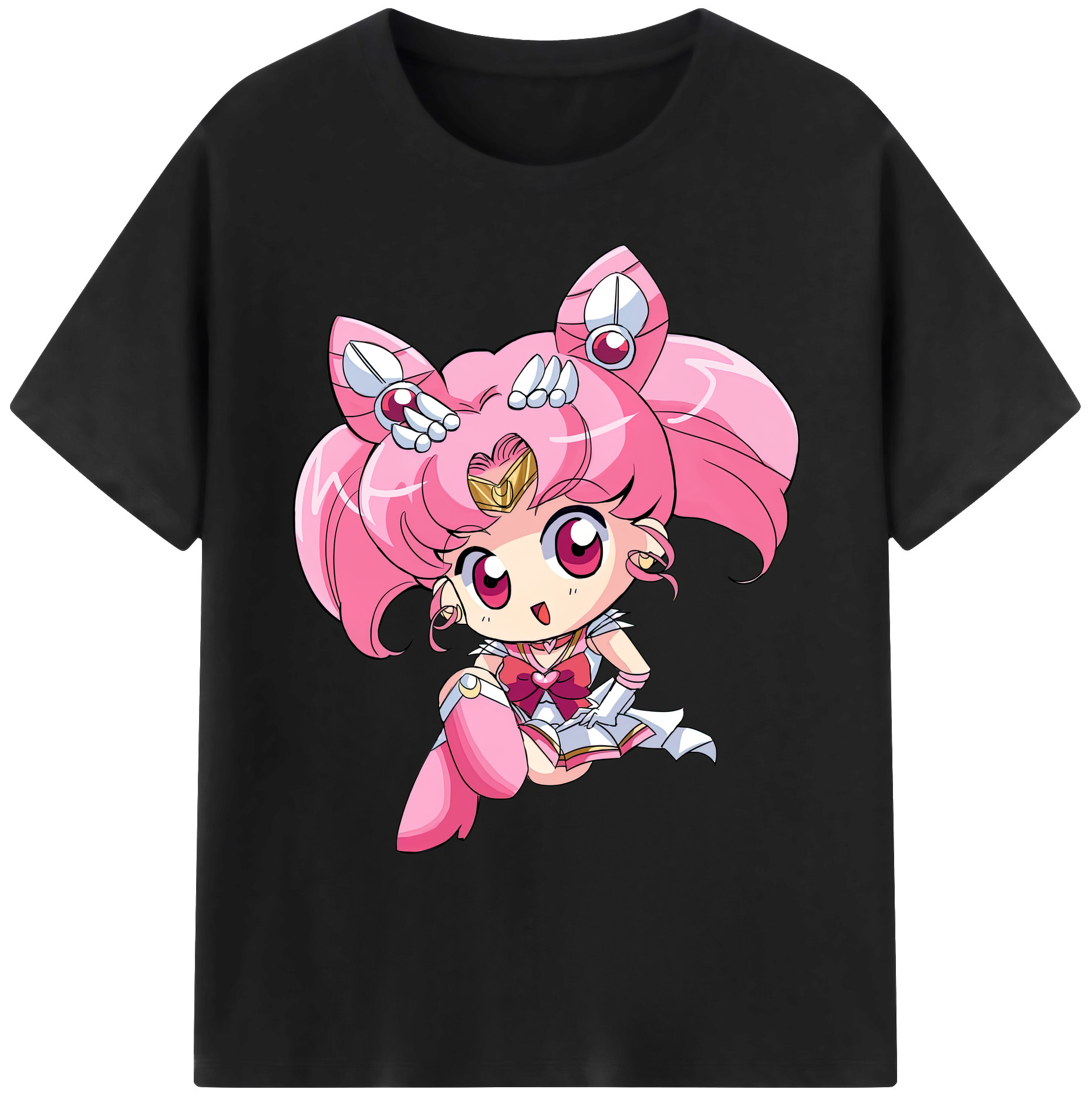 （画像用） 美少女戦士セーラームーン ちびうさ Sailor Moon Chibiusa Tsukino Usagi Small Lady Serenity 綿100％ メンズ半袖Tシャツ｜肌触りやわらか＆通気性