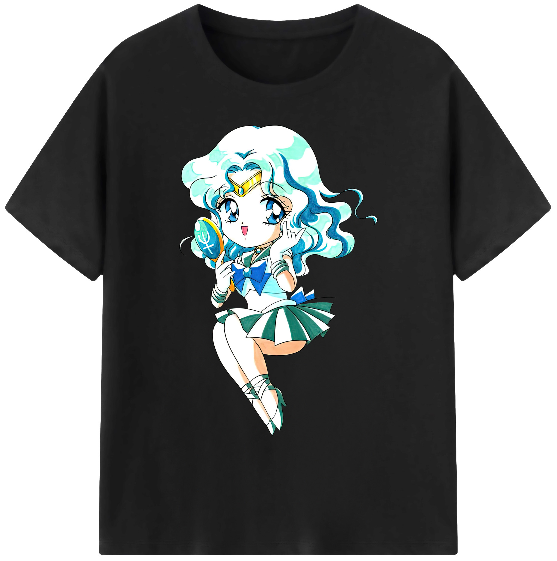 （画像用） 美少女戦士セーラームーン 海王 みちる（かいおう みちる） Sailor Moon Kaiou Michiru 綿100％ メンズ半袖Tシャツ｜肌触りやわらか＆通気性