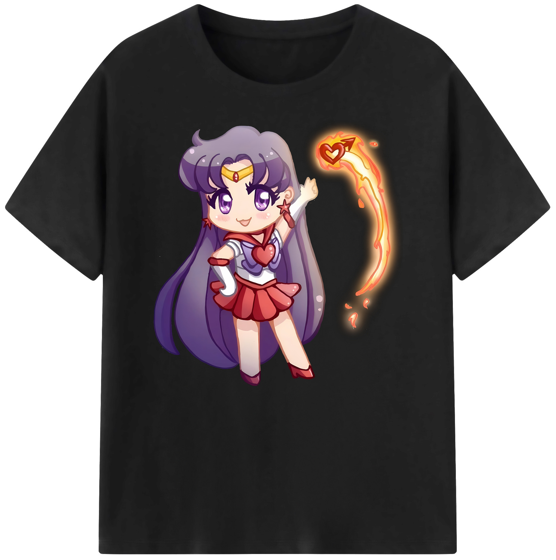（画像用） 美少女戦士セーラームーン 火野レイ ひの レイ Sailor Moon Hino Rei （セーラーマーズ,Sailor Mars） 綿100％ メンズ半袖Tシャツ｜肌触りやわらか＆通気性