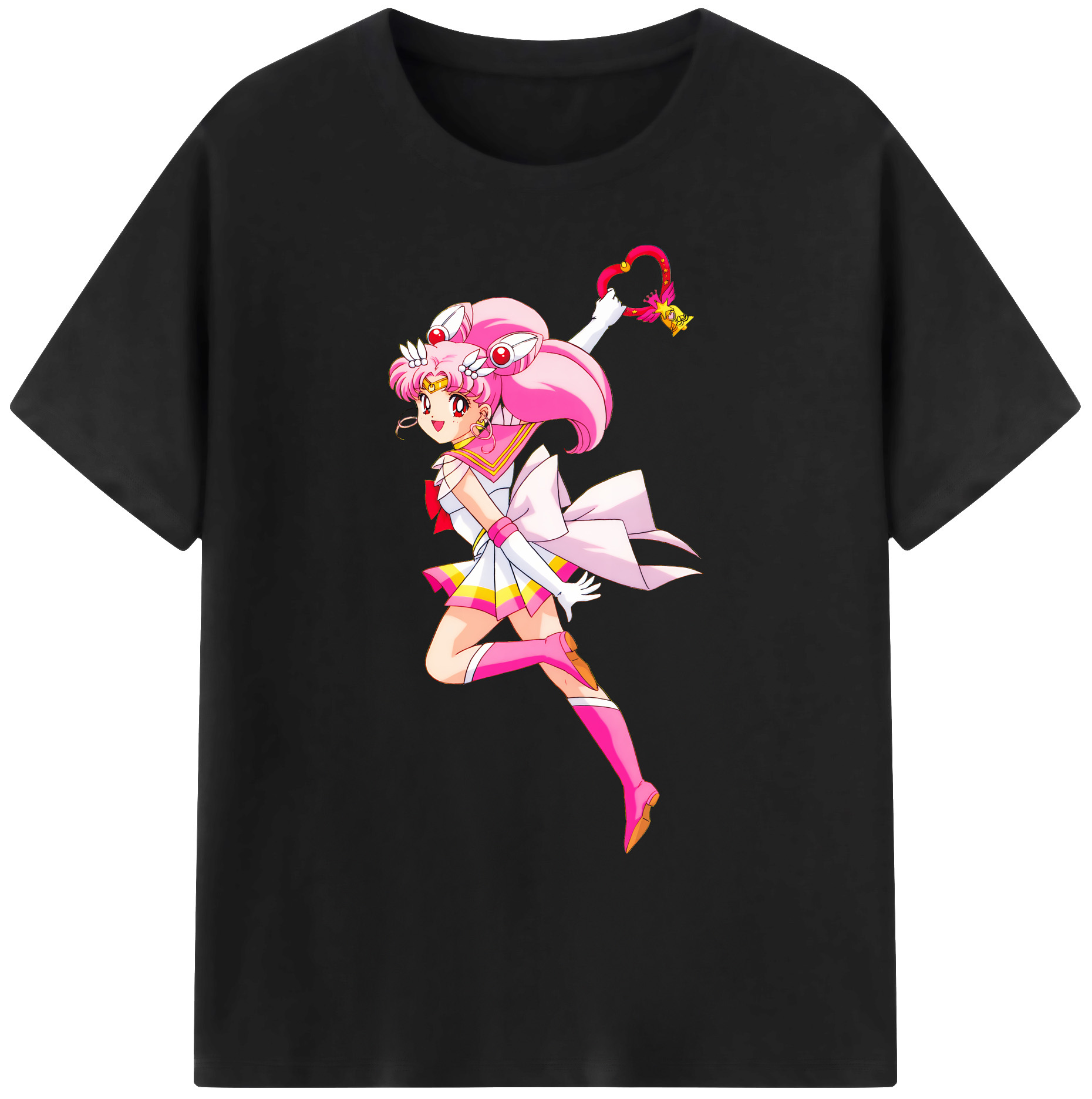 （画像用） 美少女戦士セーラームーン ちびうさ Sailor Moon Chibiusa Tsukino Usagi Small Lady Serenity 綿100％ メンズ半袖Tシャツ｜肌触りやわらか＆通気性