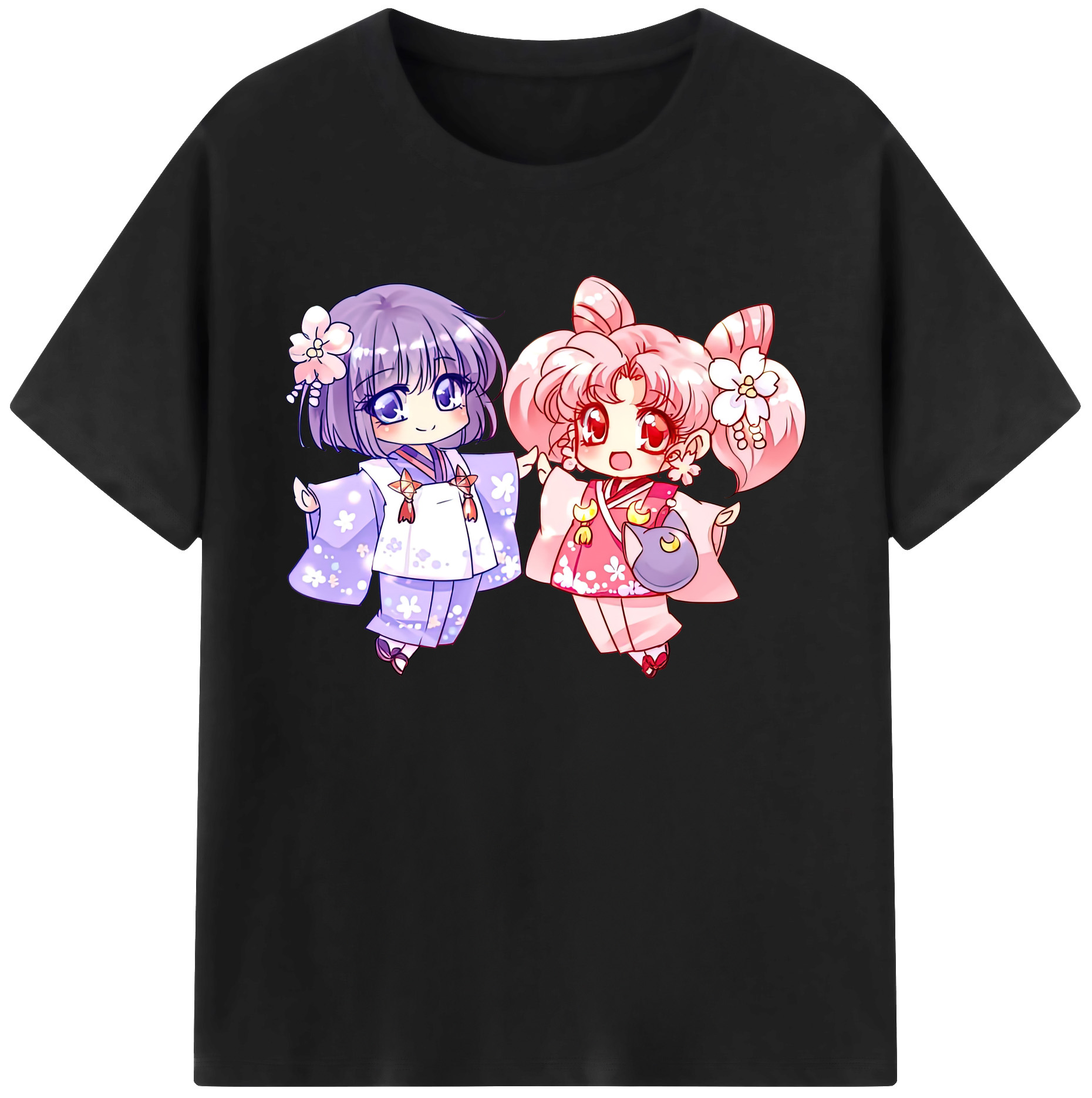 （画像用） 美少女戦士セーラームーン ちびうさ Sailor Moon Chibiusa Tsukino Usagi Small Lady Serenity 綿100％ メンズ半袖Tシャツ｜肌触りやわらか＆通気性