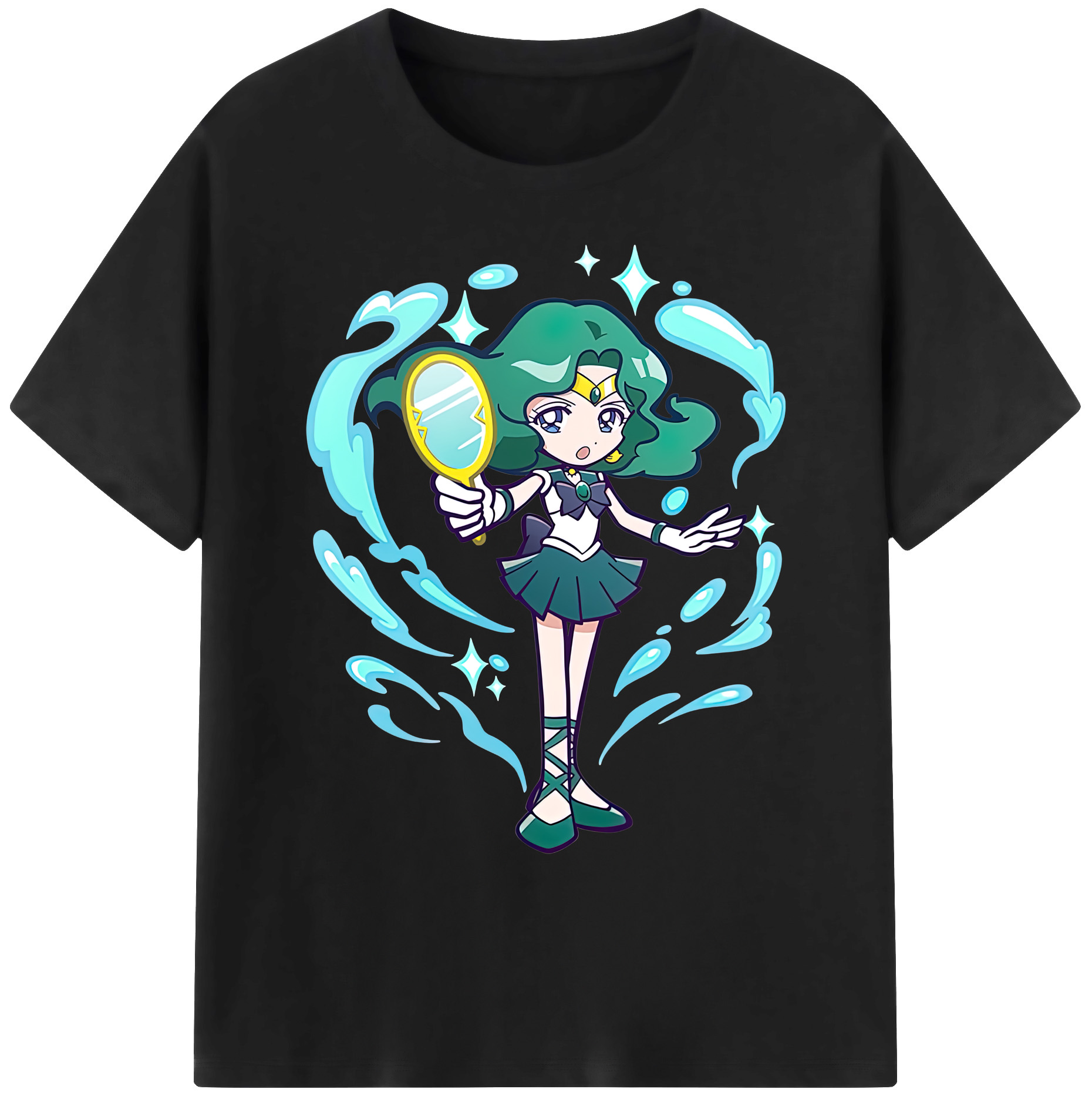 （画像用） 美少女戦士セーラームーン 海王 みちる（かいおう みちる） Sailor Moon Kaiou Michiru 綿100％ メンズ半袖Tシャツ｜肌触りやわらか＆通気性