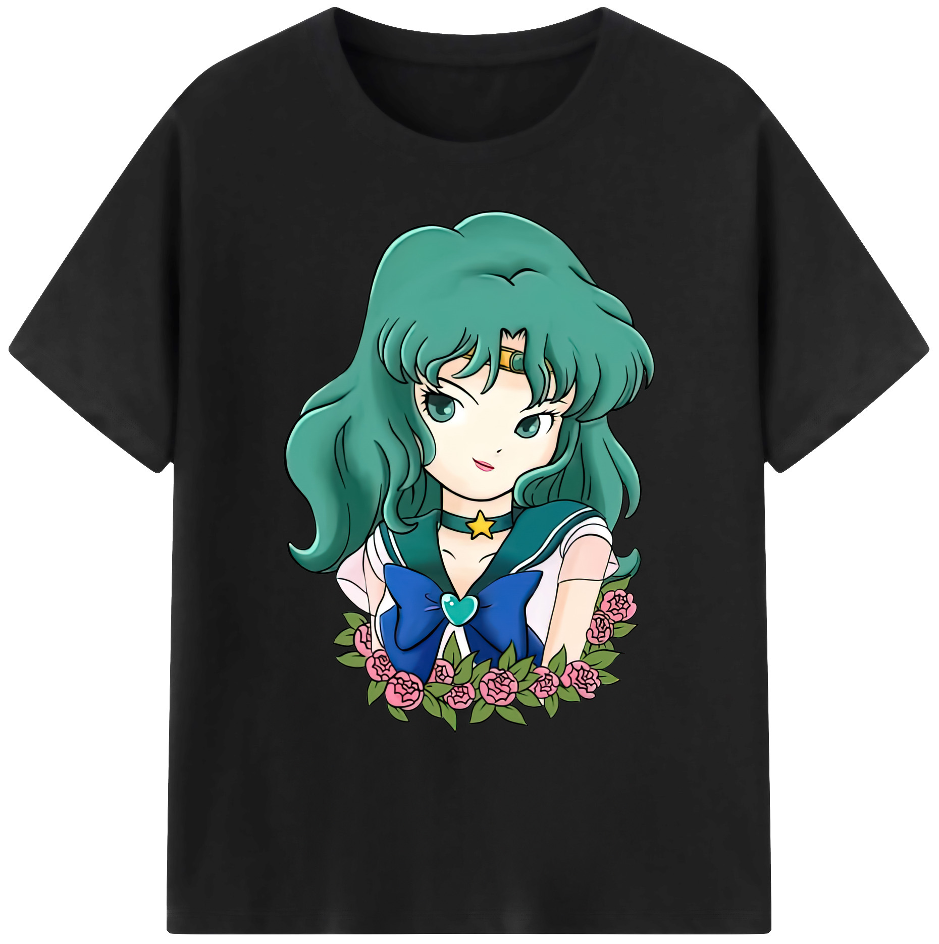 （画像用） 美少女戦士セーラームーン 海王 みちる（かいおう みちる） Sailor Moon Kaiou Michiru 綿100％ メンズ半袖Tシャツ｜肌触りやわらか＆通気性