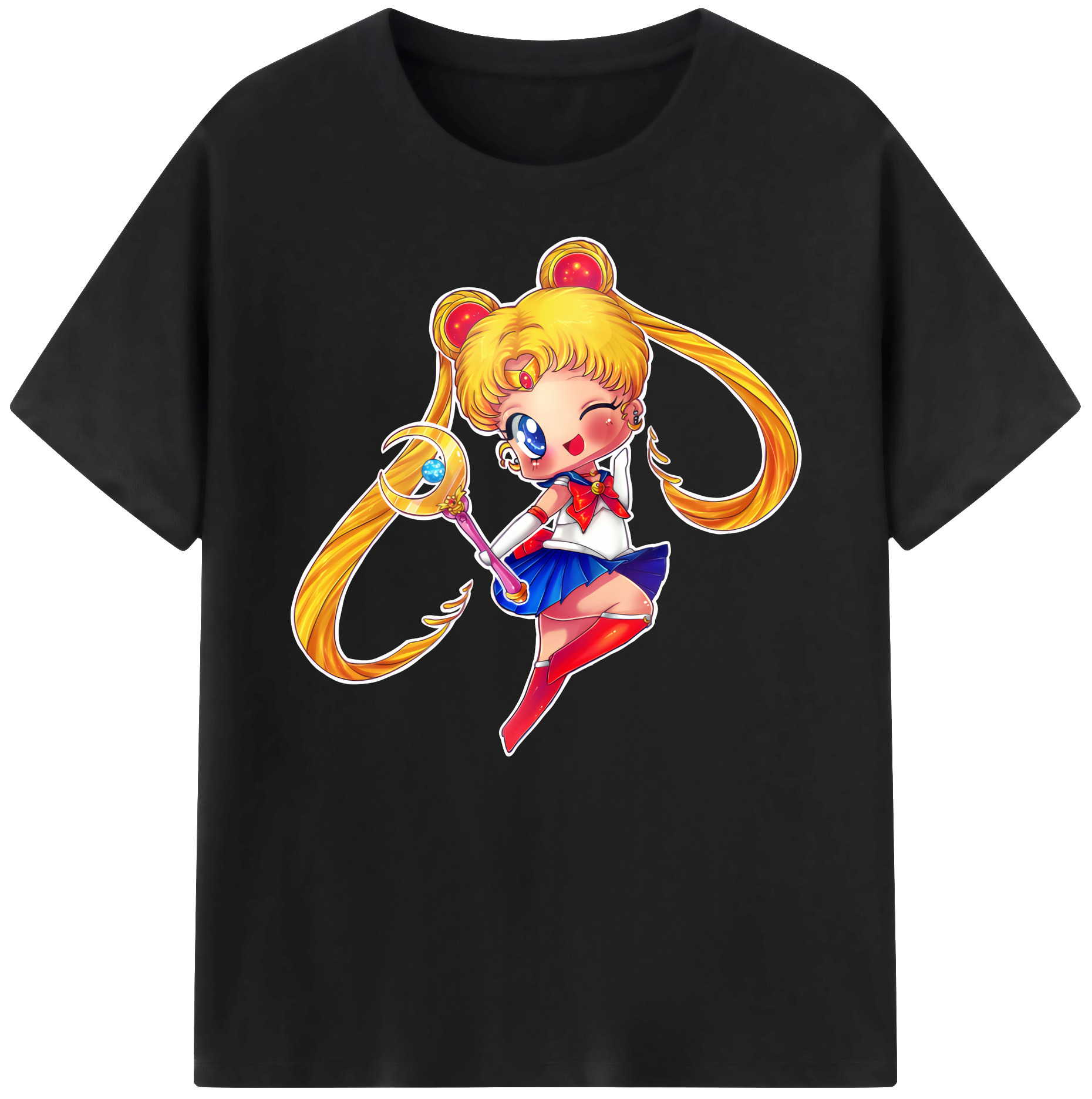 （画像用） 美少女戦士セーラームーン 月野 うさぎ つきの うさぎ Sailor Moon Tsukino Usagi 綿100％ メンズ半袖Tシャツ｜肌触りやわらか＆通気性