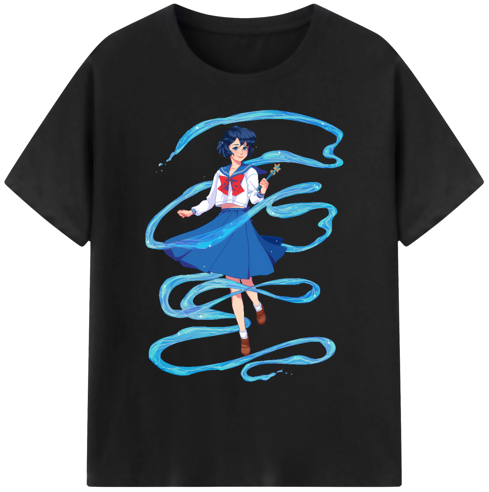 （画像用） 美少女戦士セーラームーン 水野 亜美 みずの あみ Sailor Moon Mizuno Ami 綿100％ メンズ半袖Tシャツ｜肌触りやわらか＆通気性