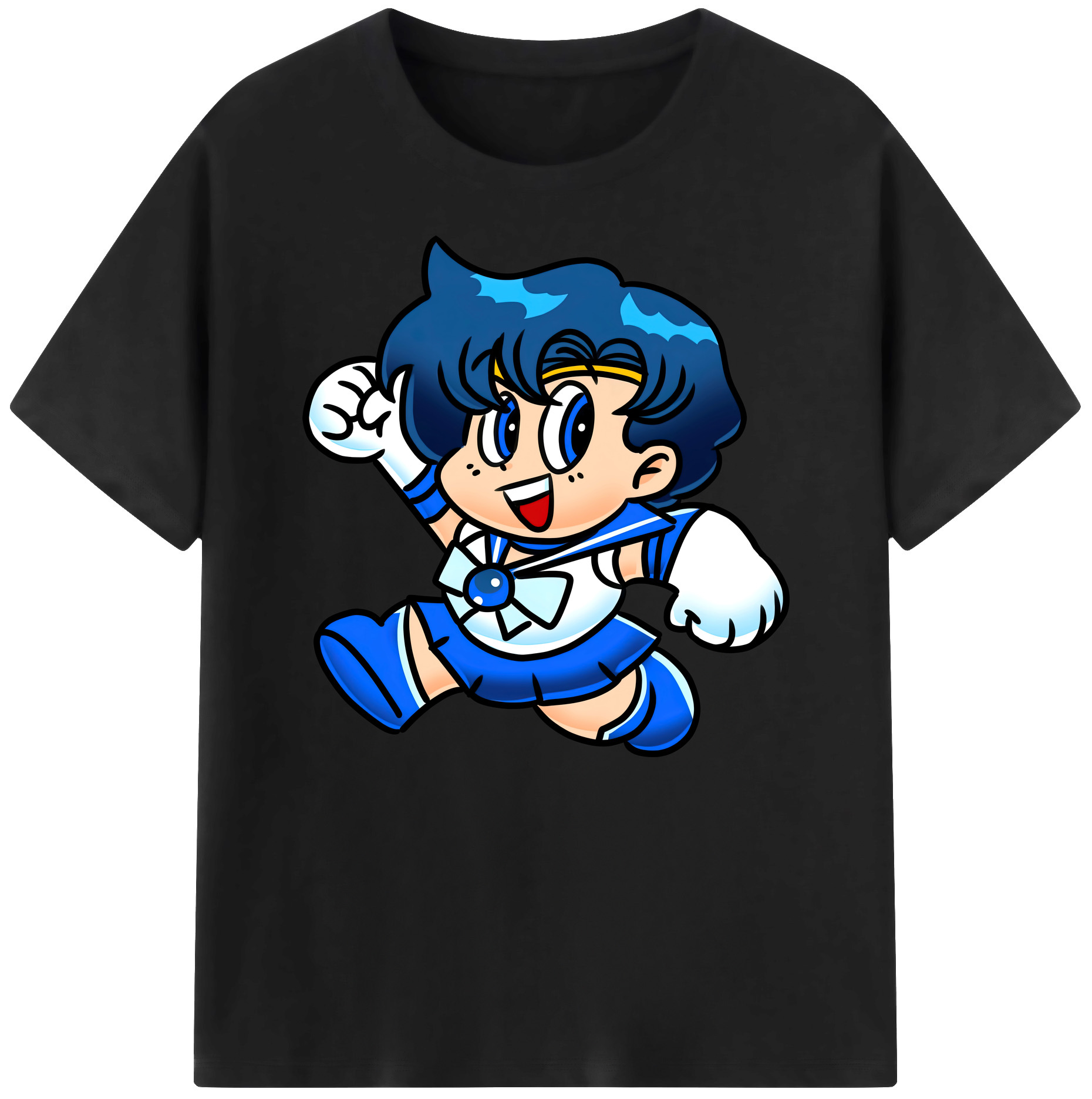 （画像用） 美少女戦士セーラームーン 水野 亜美 みずの あみ Sailor Moon Mizuno Ami 綿100％ メンズ半袖Tシャツ｜肌触りやわらか＆通気性