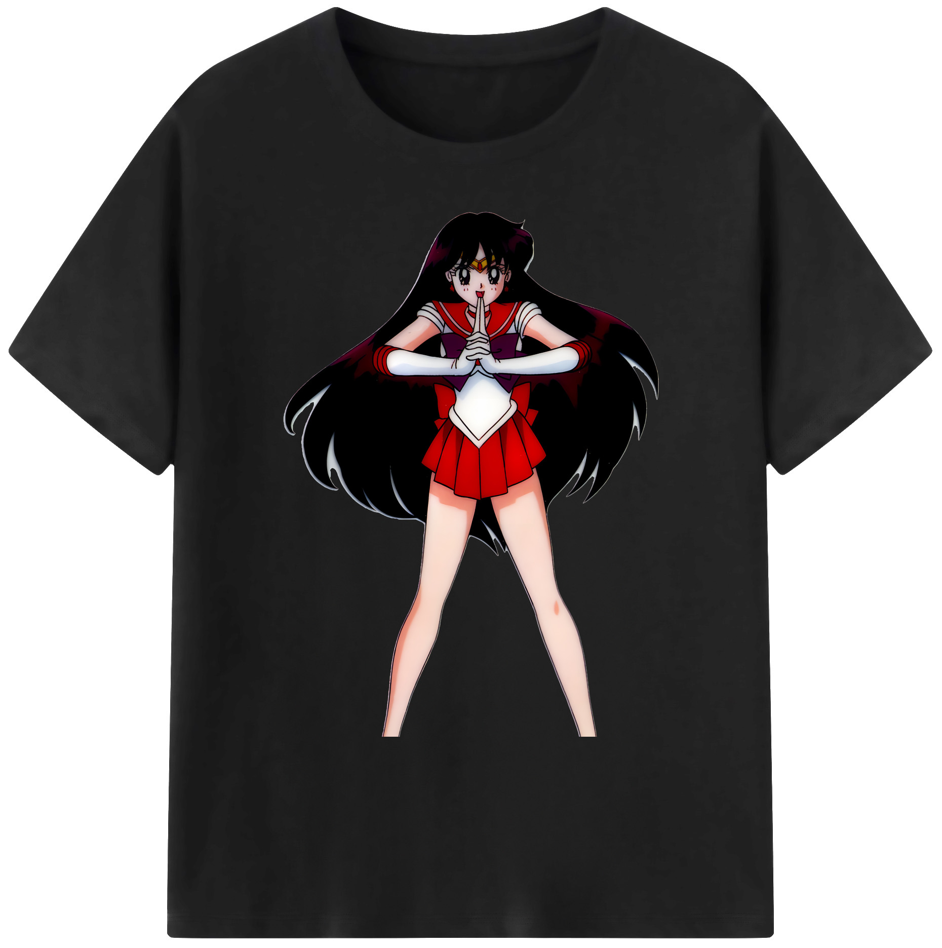 （画像用） 美少女戦士セーラームーン 火野レイ ひの レイ Sailor Moon Hino Rei （セーラーマーズ,Sailor Mars） 綿100％ メンズ半袖Tシャツ｜肌触りやわらか＆通気性
