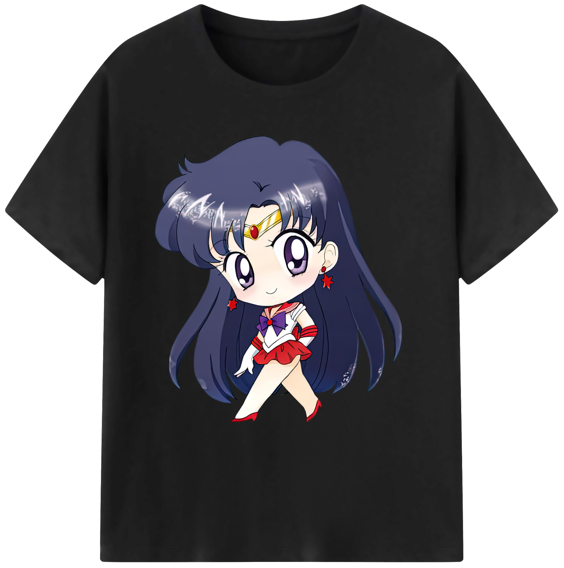 （画像用） 美少女戦士セーラームーン 火野レイ ひの レイ Sailor Moon Hino Rei （セーラーマーズ,Sailor Mars） 綿100％ メンズ半袖Tシャツ｜肌触りやわらか＆通気性