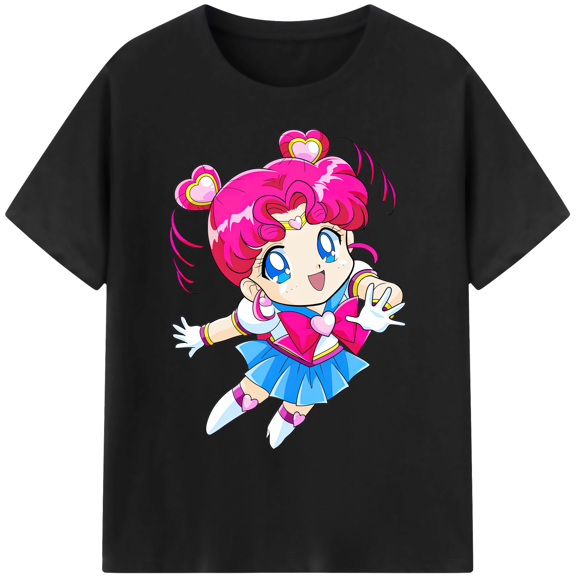 （画像用） 美少女戦士セーラームーン ちびうさ Sailor Moon Chibiusa Tsukino Usagi Small Lady Serenity 綿100％ メンズ半袖Tシャツ｜肌触りやわらか＆通気性