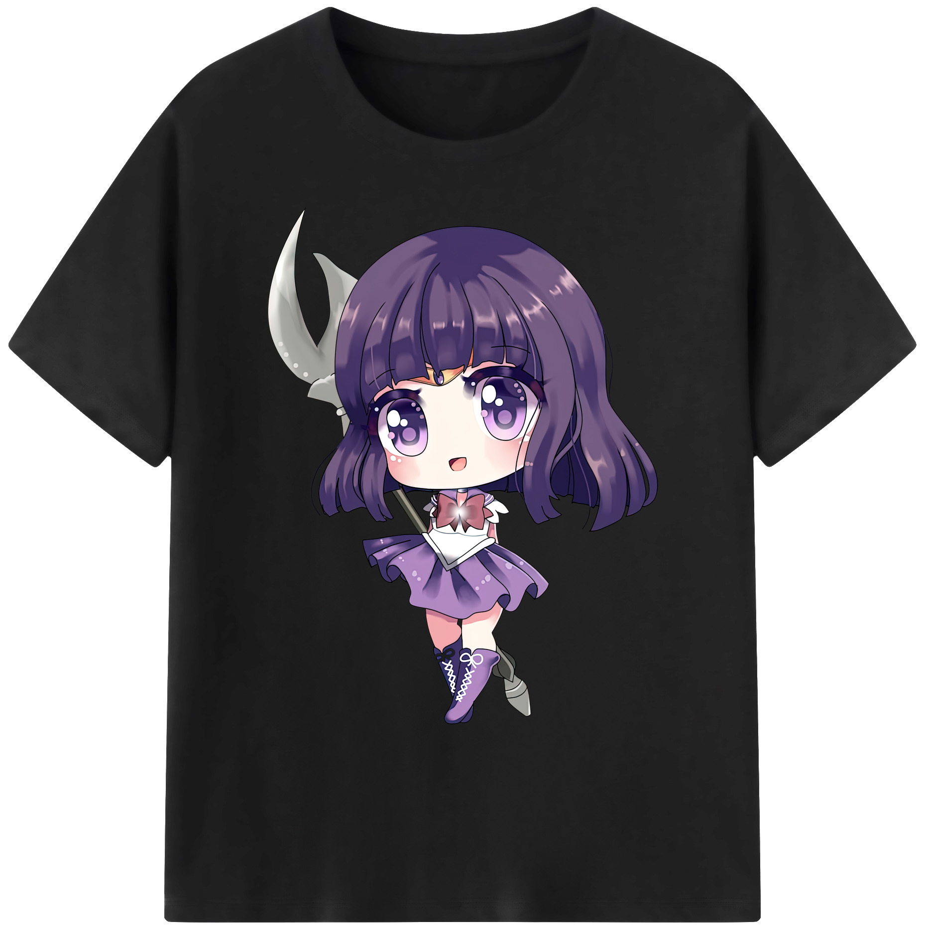（画像用） 美少女戦士セーラームーン 土萠ほたる Sailor Moon Tomoe Hotaru （セーラーサターン；Sailor Saturn） 綿100％ メンズ半袖Tシャツ｜肌触りやわらか＆通気性