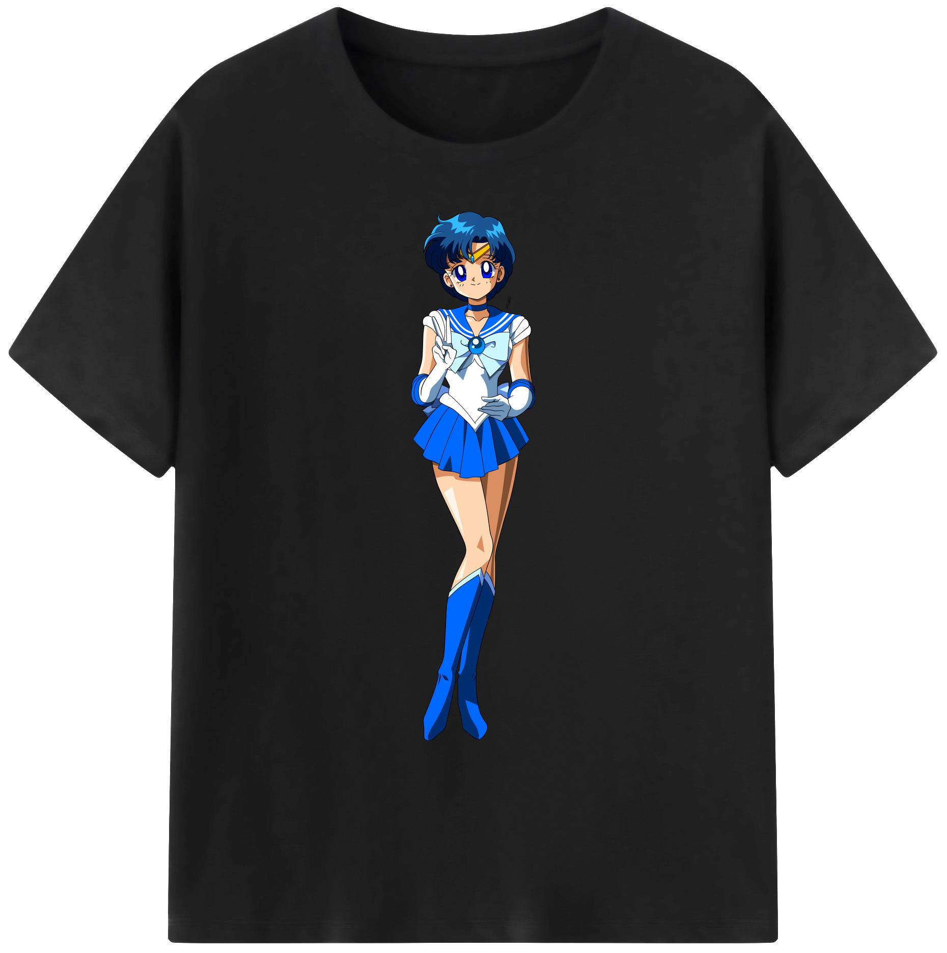 （画像用） 美少女戦士セーラームーン 水野 亜美 みずの あみ Sailor Moon Mizuno Ami 綿100％ メンズ半袖Tシャツ｜肌触りやわらか＆通気性