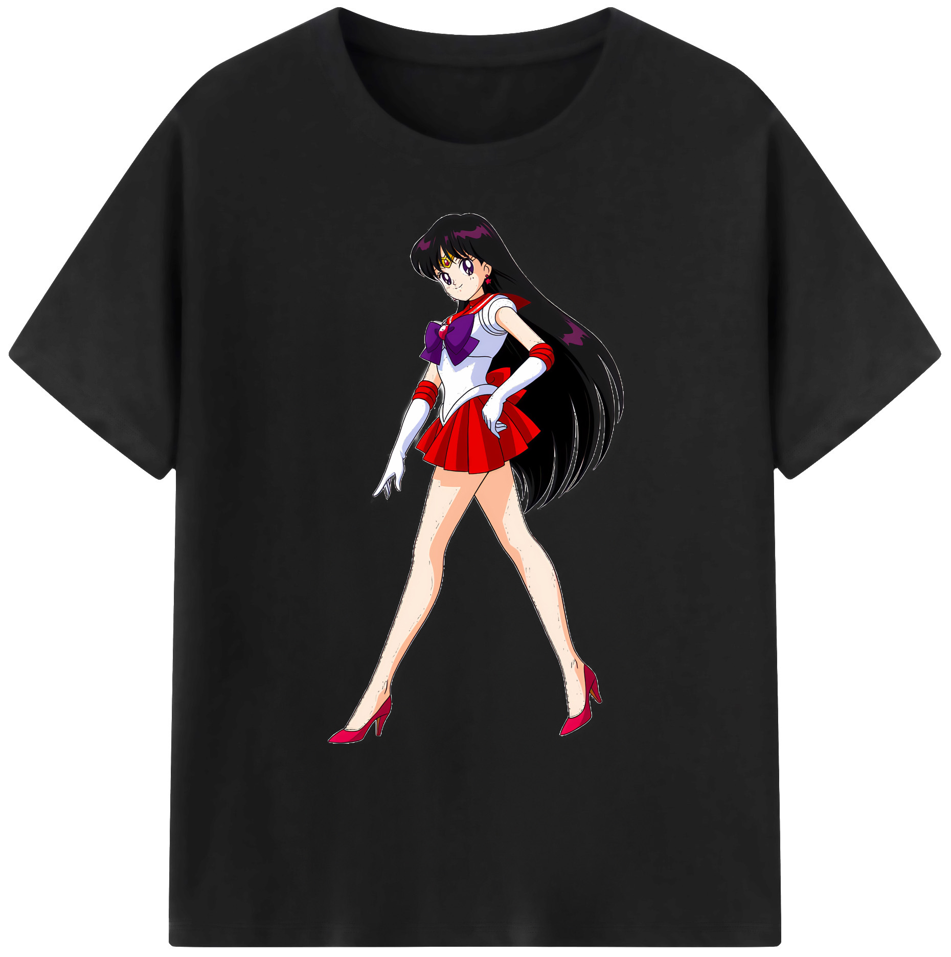 （画像用） 美少女戦士セーラームーン 火野レイ ひの レイ Sailor Moon Hino Rei （セーラーマーズ,Sailor Mars） 綿100％ メンズ半袖Tシャツ｜肌触りやわらか＆通気性