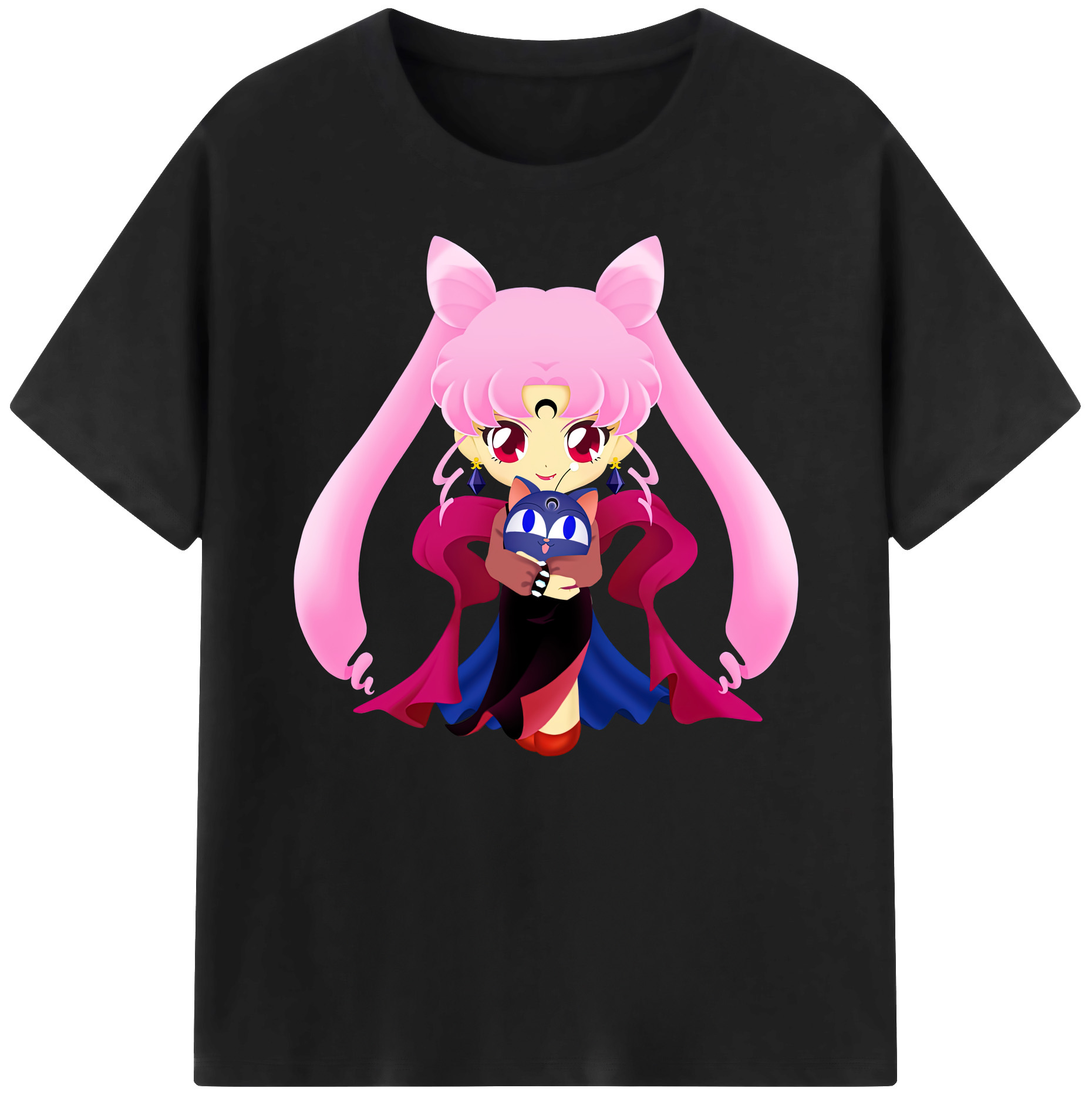 （画像用） 美少女戦士セーラームーン ちびうさ Sailor Moon Chibiusa Tsukino Usagi Small Lady Serenity 綿100％ メンズ半袖Tシャツ｜肌触りやわらか＆通気性
