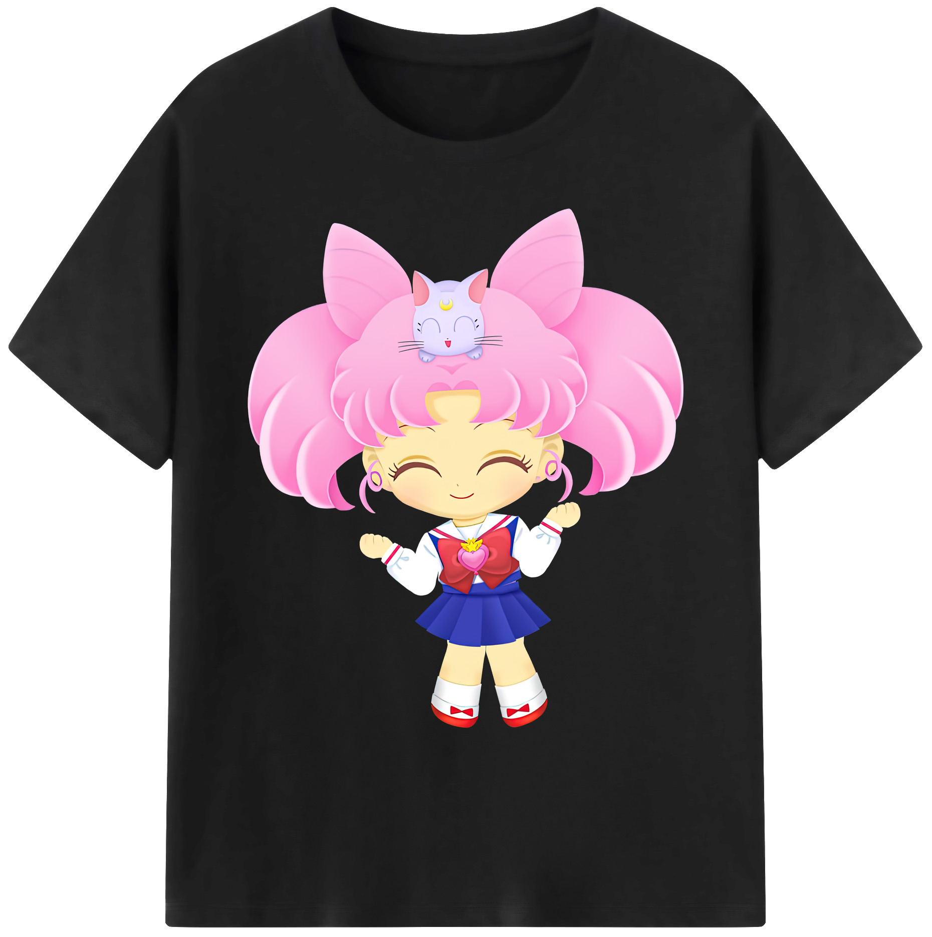 （画像用） 美少女戦士セーラームーン ちびうさ Sailor Moon Chibiusa Tsukino Usagi Small Lady Serenity 綿100％ メンズ半袖Tシャツ｜肌触りやわらか＆通気性