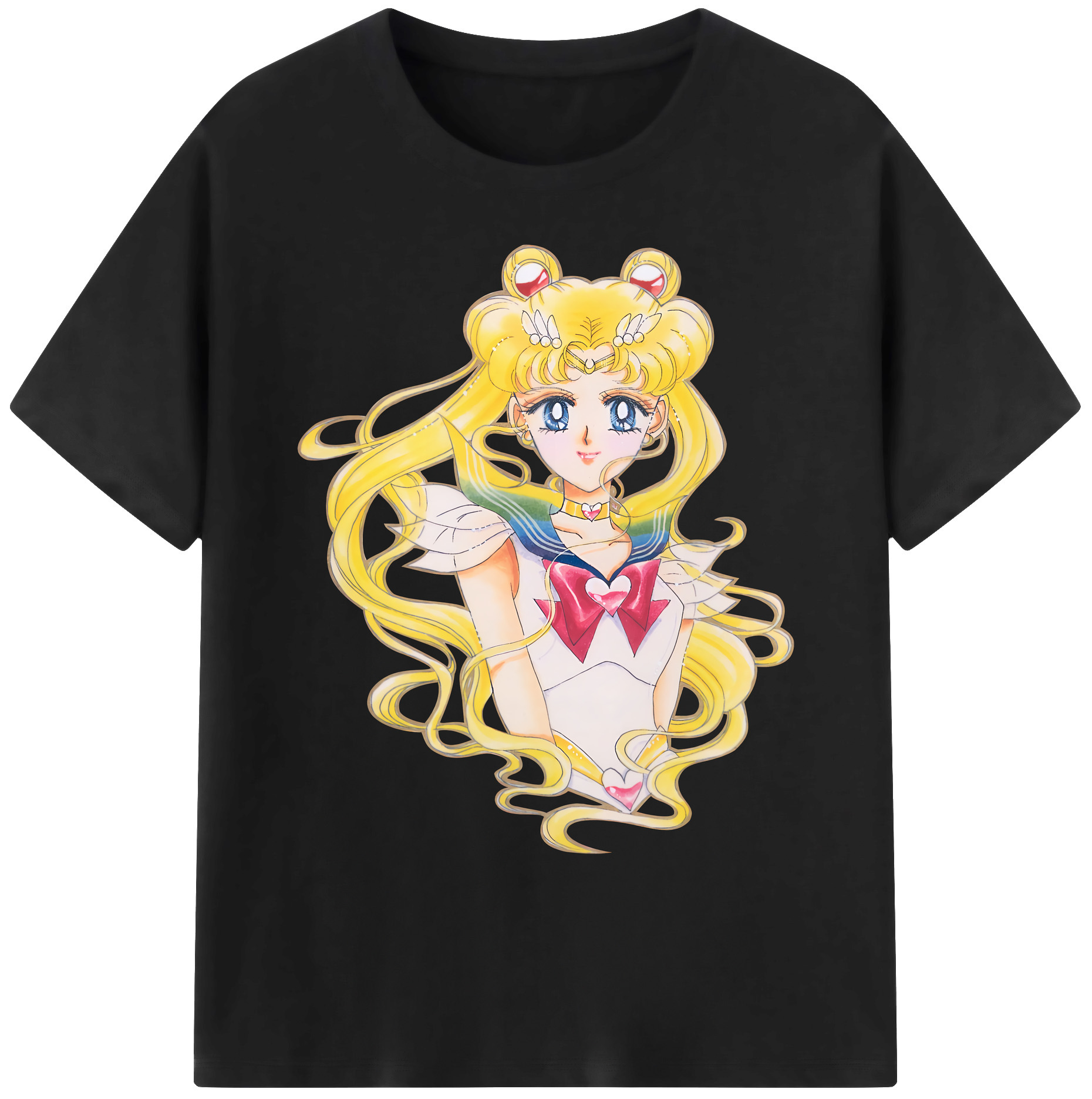 （画像用） 美少女戦士セーラームーン 月野 うさぎ つきの うさぎ Sailor Moon Tsukino Usagi 綿100％ メンズ半袖Tシャツ｜肌触りやわらか＆通気性