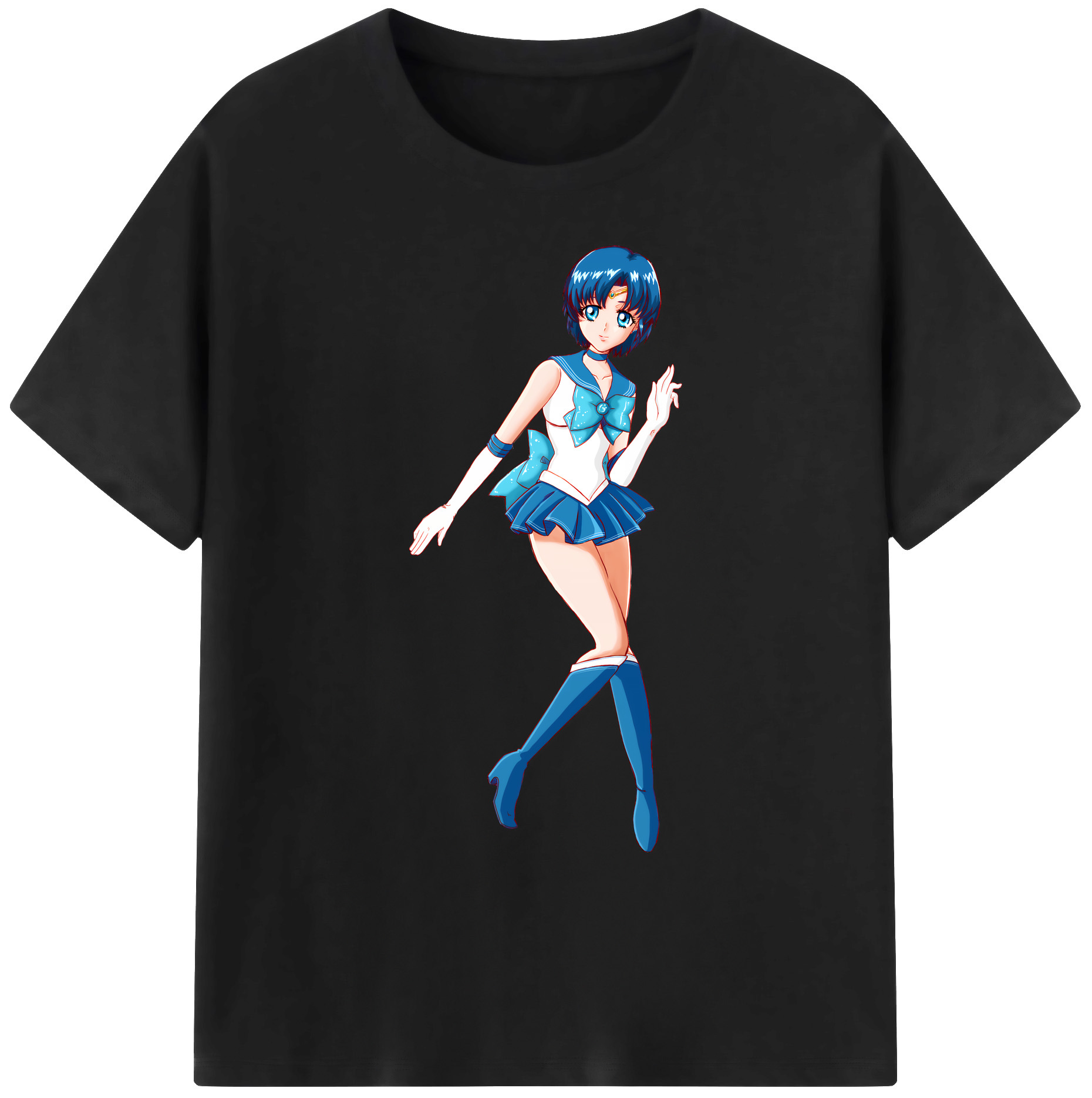 （画像用） 美少女戦士セーラームーン 水野 亜美 みずの あみ Sailor Moon Mizuno Ami 綿100％ メンズ半袖Tシャツ｜肌触りやわらか＆通気性