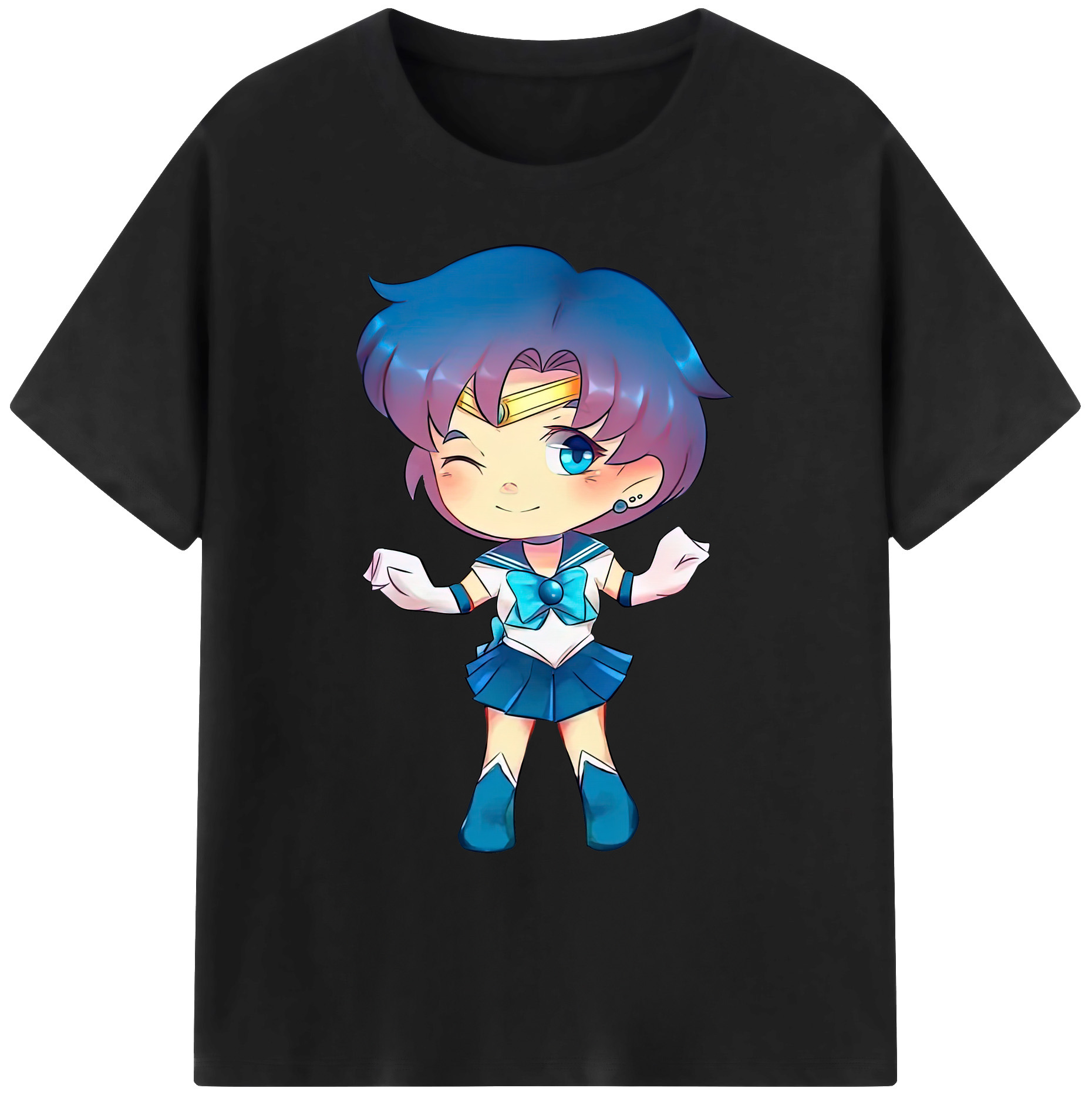 （画像用） 美少女戦士セーラームーン 水野 亜美 みずの あみ Sailor Moon Mizuno Ami 綿100％ メンズ半袖Tシャツ｜肌触りやわらか＆通気性