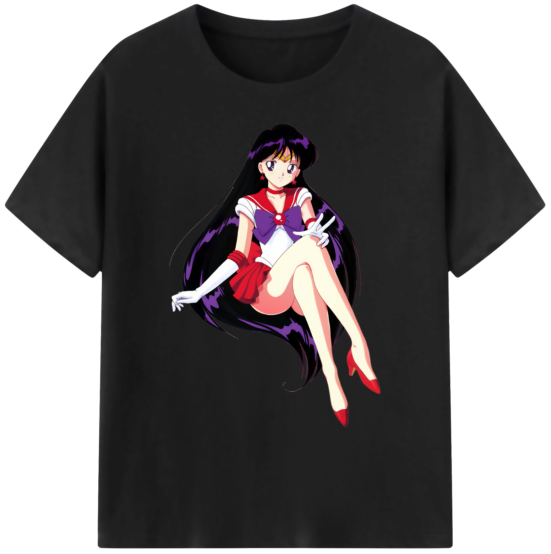 （画像用） 美少女戦士セーラームーン 火野レイ ひの レイ Sailor Moon Hino Rei （セーラーマーズ,Sailor Mars） 綿100％ メンズ半袖Tシャツ｜肌触りやわらか＆通気性
