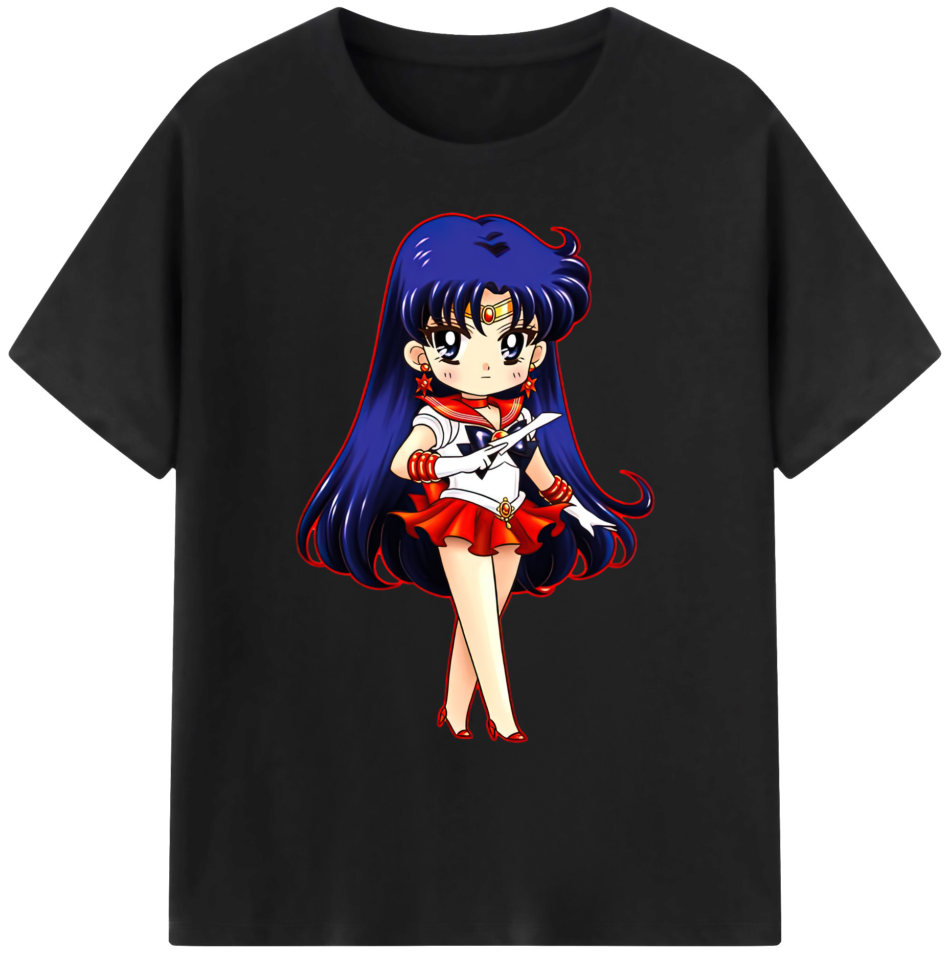 （画像用） 美少女戦士セーラームーン 火野レイ ひの レイ Sailor Moon Hino Rei （セーラーマーズ,Sailor Mars） 綿100％ メンズ半袖Tシャツ｜肌触りやわらか＆通気性
