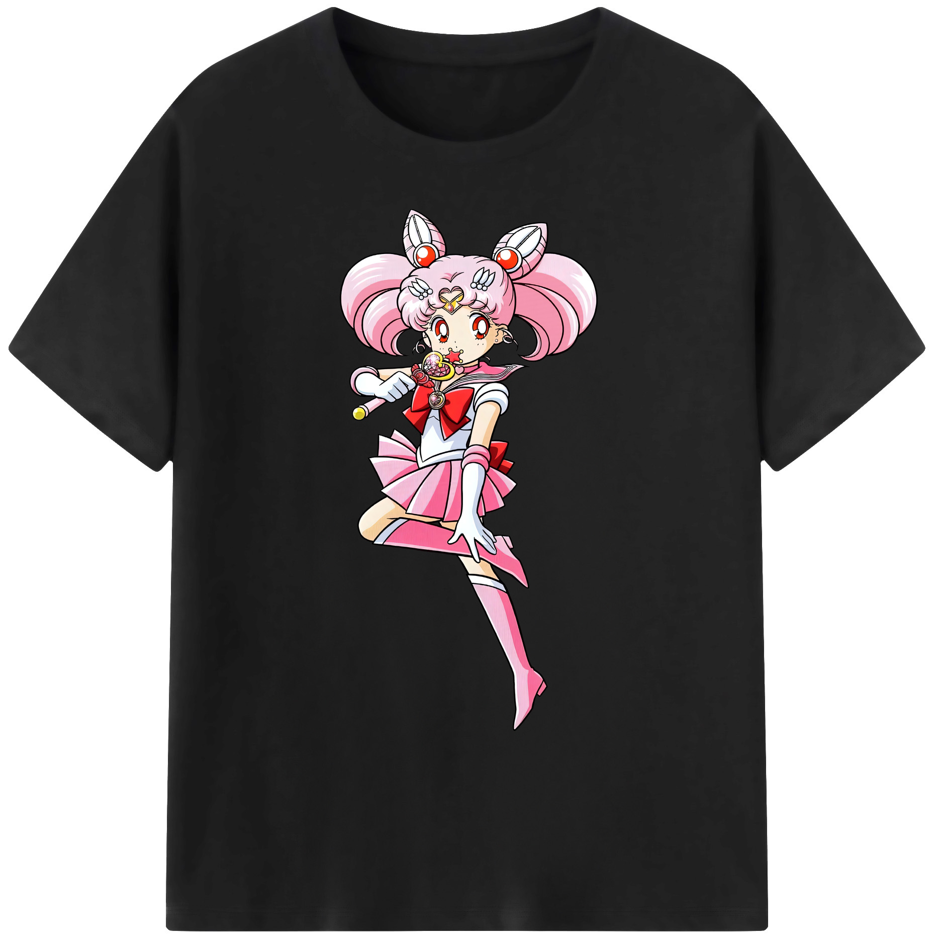 （画像用） 美少女戦士セーラームーン ちびうさ Sailor Moon Chibiusa Tsukino Usagi Small Lady Serenity 綿100％ メンズ半袖Tシャツ｜肌触りやわらか＆通気性