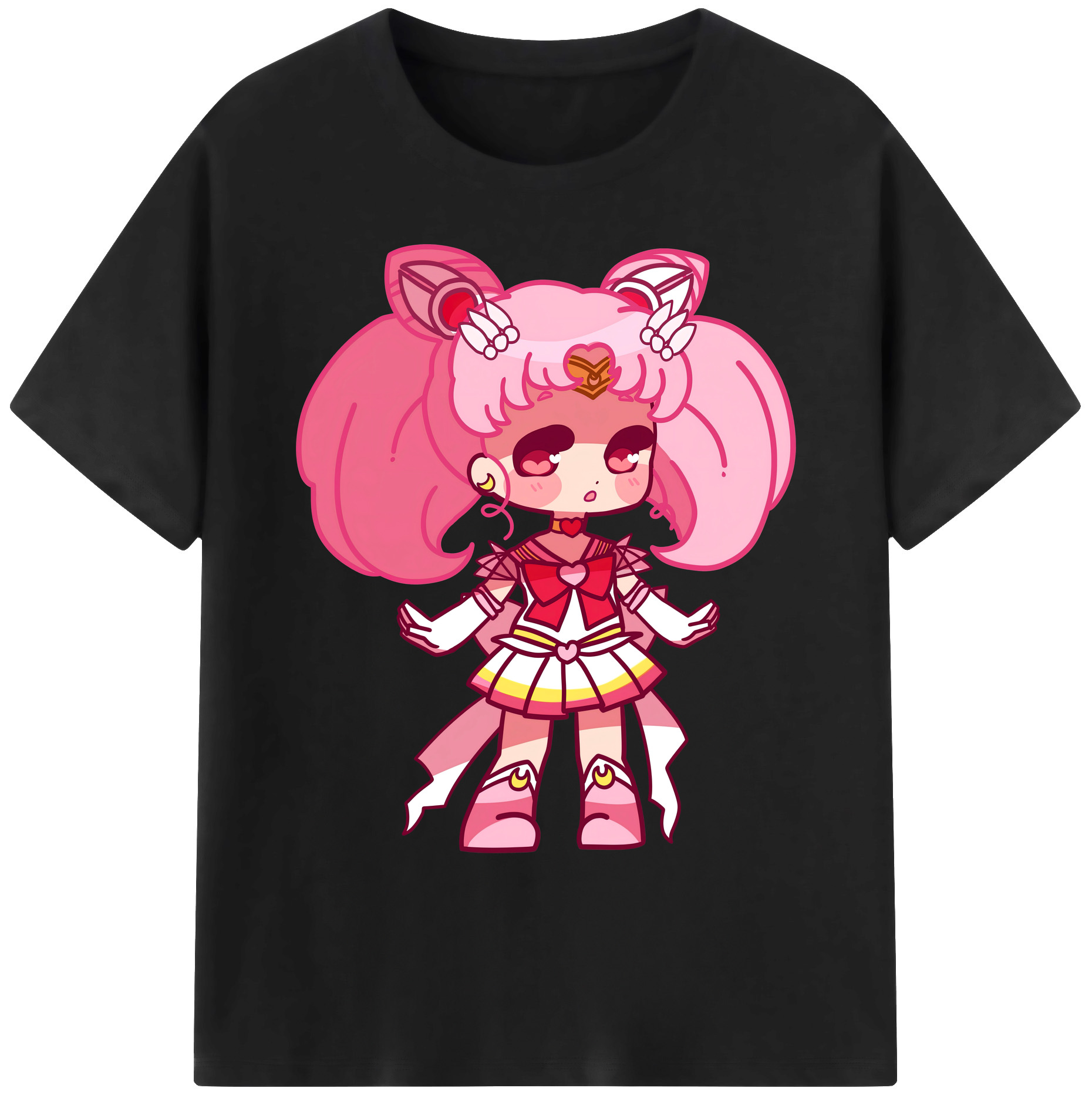（画像用） 美少女戦士セーラームーン ちびうさ Sailor Moon Chibiusa Tsukino Usagi Small Lady Serenity 綿100％ メンズ半袖Tシャツ｜肌触りやわらか＆通気性