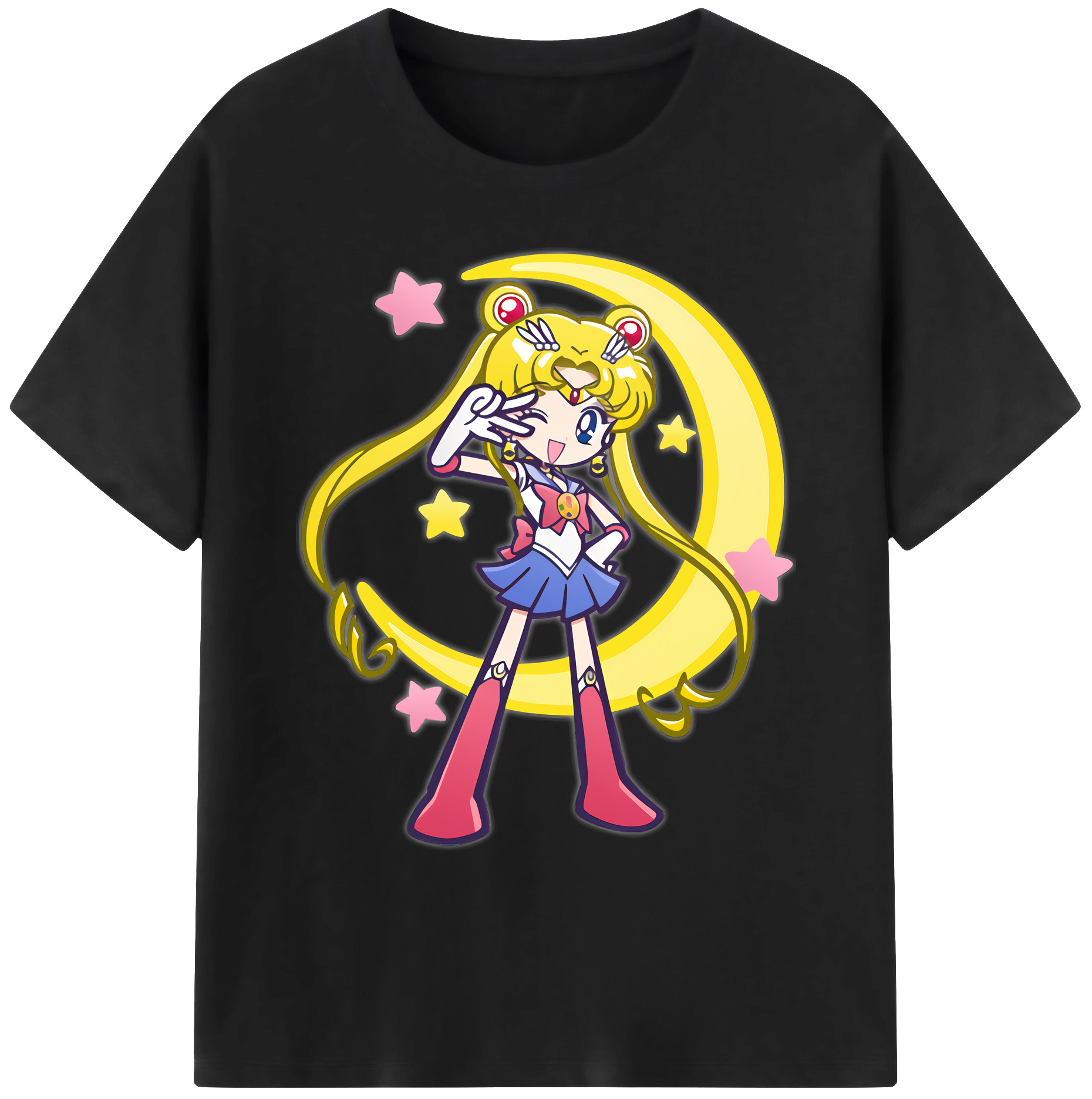 （画像用） 美少女戦士セーラームーン 月野 うさぎ つきの うさぎ Sailor Moon Tsukino Usagi 綿100％ メンズ半袖Tシャツ｜肌触りやわらか＆通気性