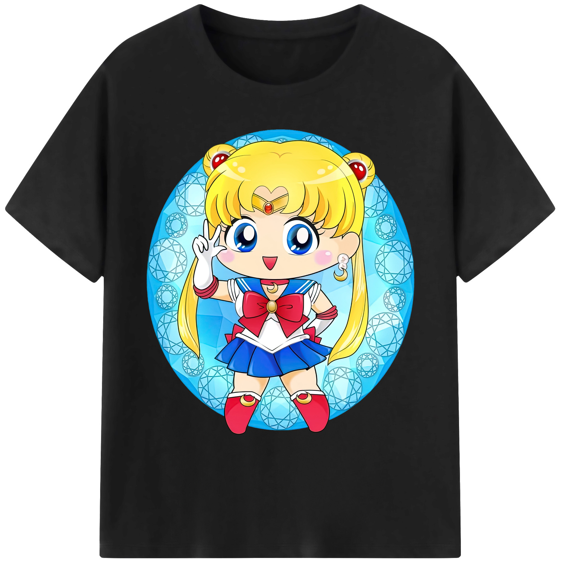 （画像用） 美少女戦士セーラームーン 月野 うさぎ つきの うさぎ Sailor Moon Tsukino Usagi 綿100％ メンズ半袖Tシャツ｜肌触りやわらか＆通気性