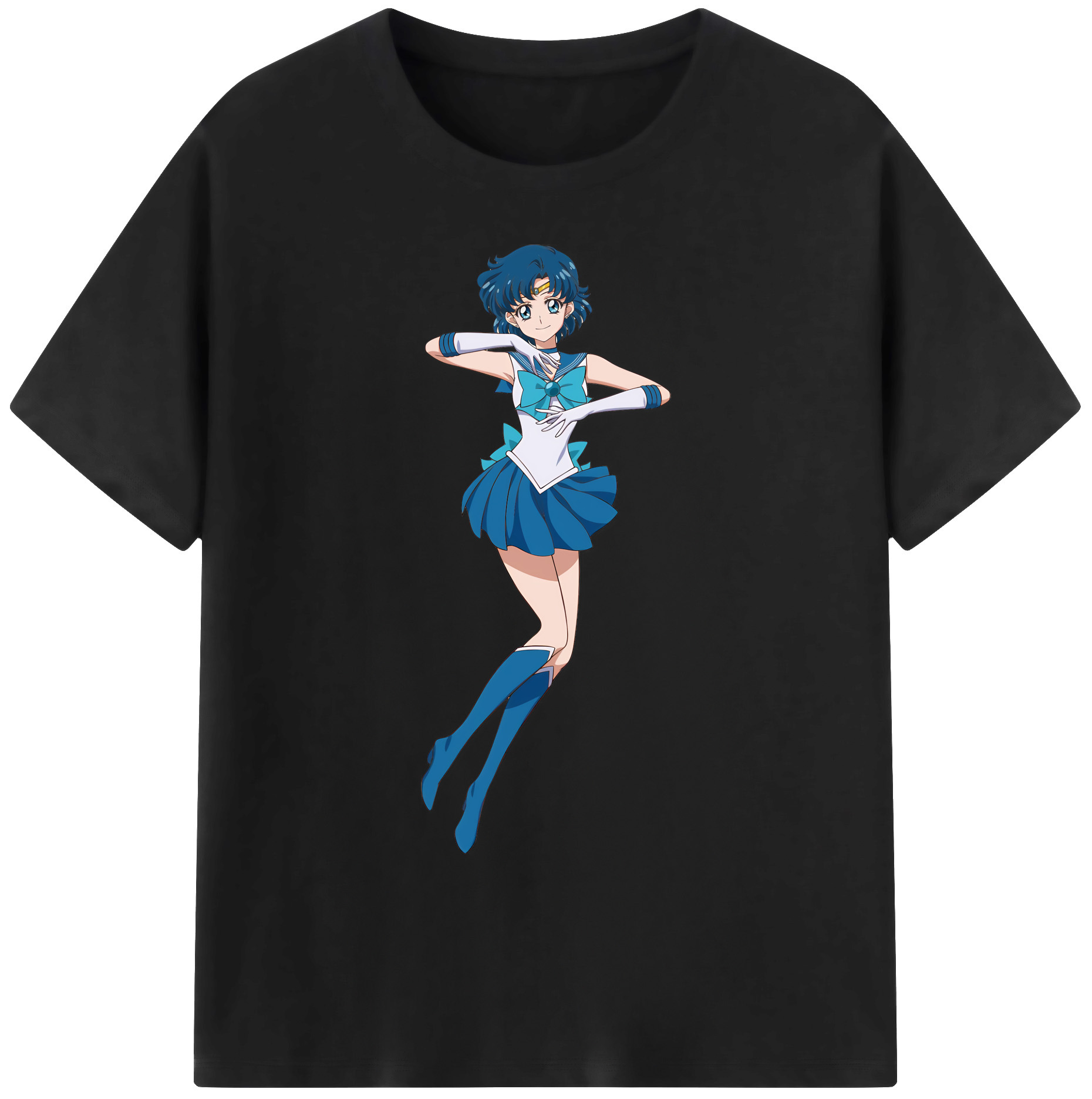 （画像用） 美少女戦士セーラームーン 水野 亜美 みずの あみ Sailor Moon Mizuno Ami 綿100％ メンズ半袖Tシャツ｜肌触りやわらか＆通気性