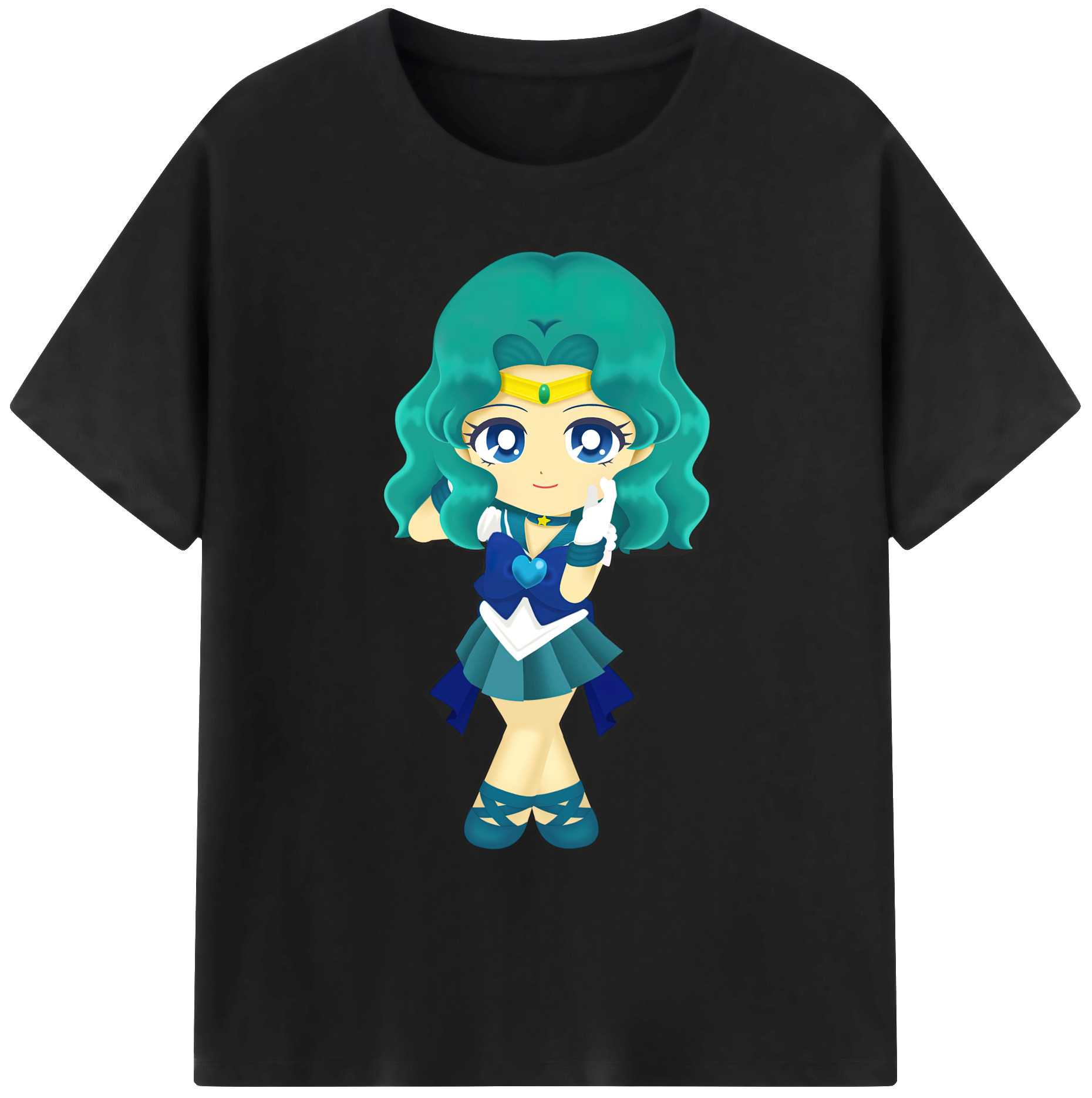 （画像用） 美少女戦士セーラームーン 海王 みちる（かいおう みちる） Sailor Moon Kaiou Michiru 綿100％ メンズ半袖Tシャツ｜肌触りやわらか＆通気性
