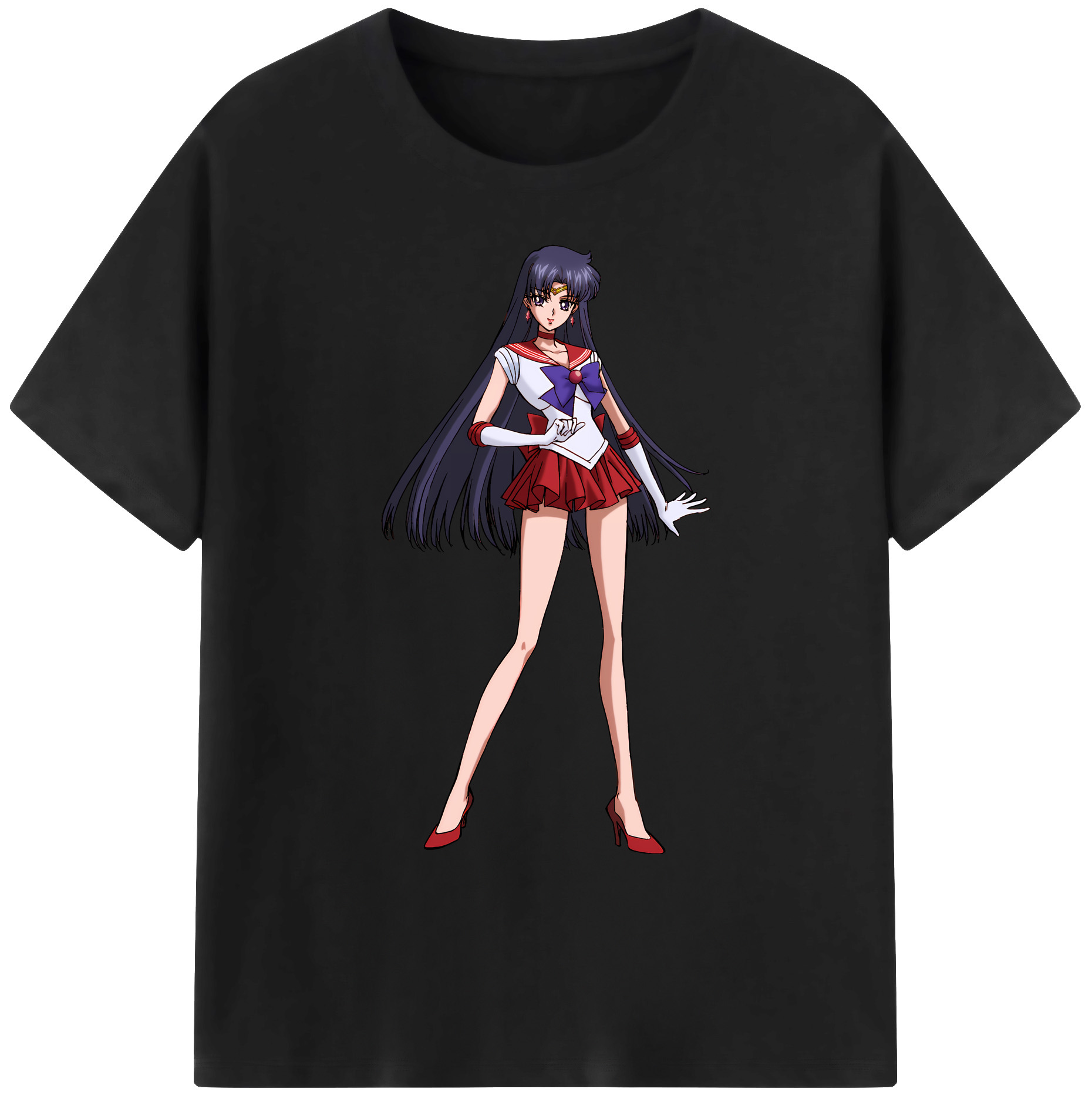 （画像用） 美少女戦士セーラームーン 火野レイ ひの レイ Sailor Moon Hino Rei （セーラーマーズ,Sailor Mars） 綿100％ メンズ半袖Tシャツ｜肌触りやわらか＆通気性