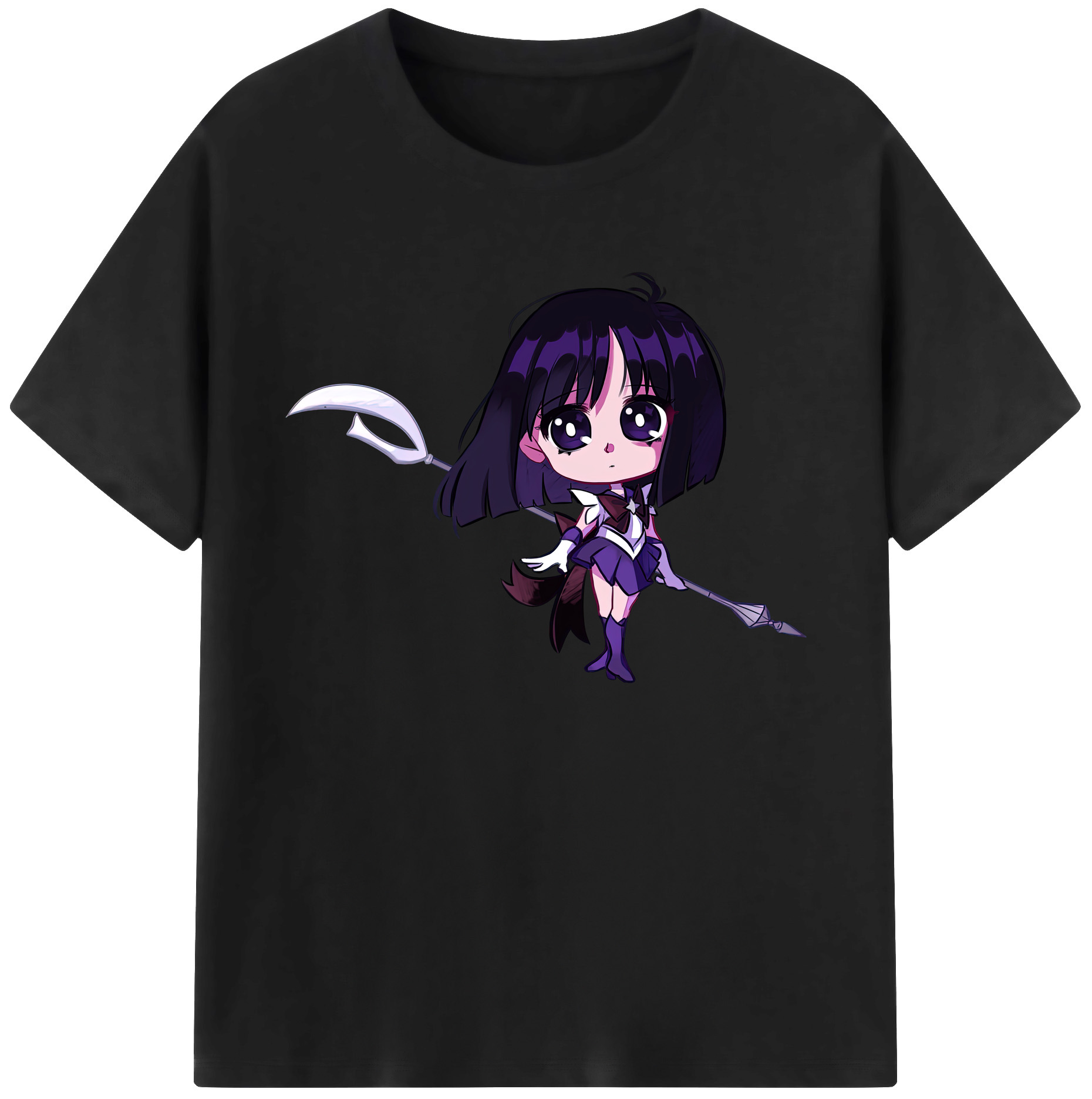 （画像用） 美少女戦士セーラームーン 土萠ほたる Sailor Moon Tomoe Hotaru （セーラーサターン；Sailor Saturn） 綿100％ メンズ半袖Tシャツ｜肌触りやわらか＆通気性