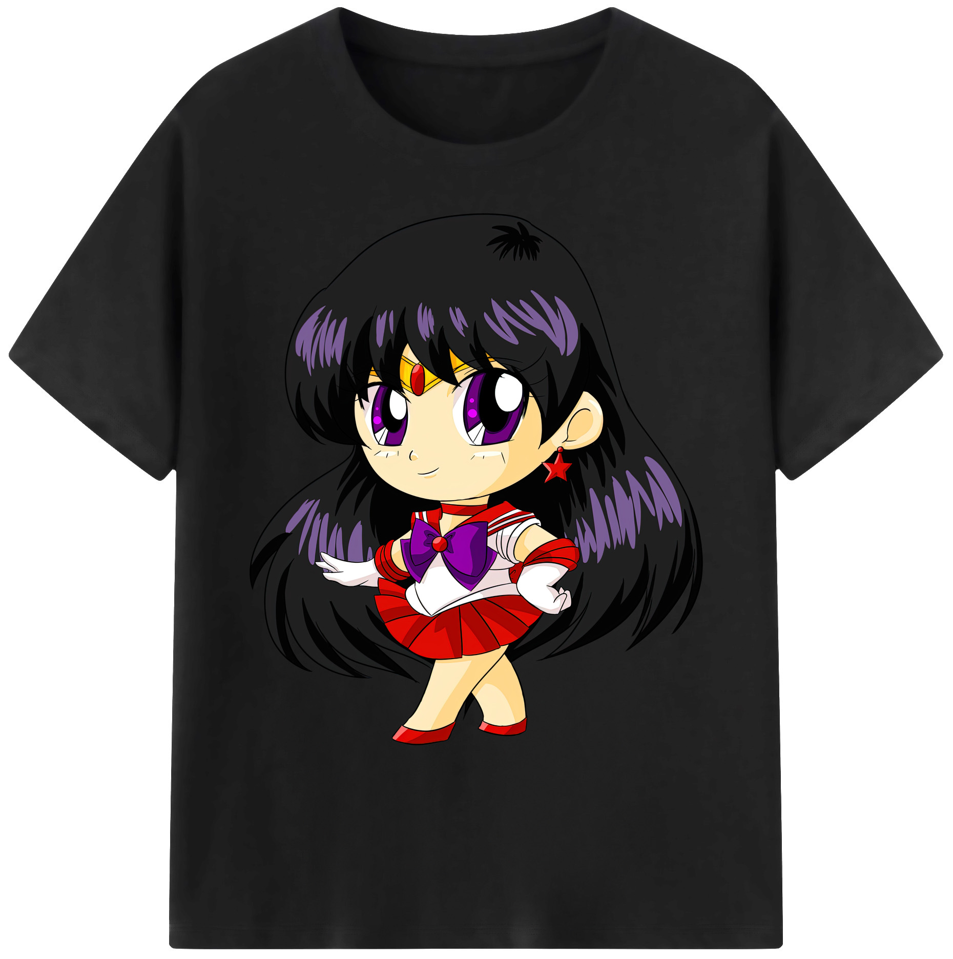 （画像用） 美少女戦士セーラームーン 火野レイ ひの レイ Sailor Moon Hino Rei （セーラーマーズ,Sailor Mars） 綿100％ メンズ半袖Tシャツ｜肌触りやわらか＆通気性