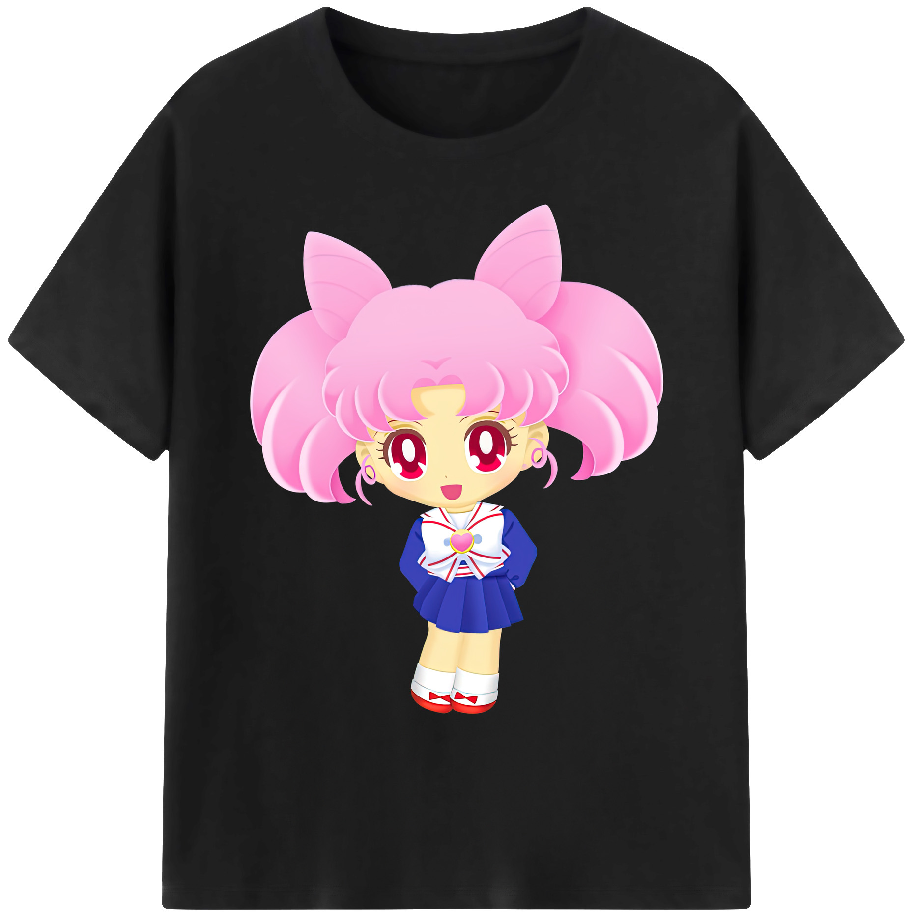 （画像用） 美少女戦士セーラームーン ちびうさ Sailor Moon Chibiusa Tsukino Usagi Small Lady Serenity 綿100％ メンズ半袖Tシャツ｜肌触りやわらか＆通気性