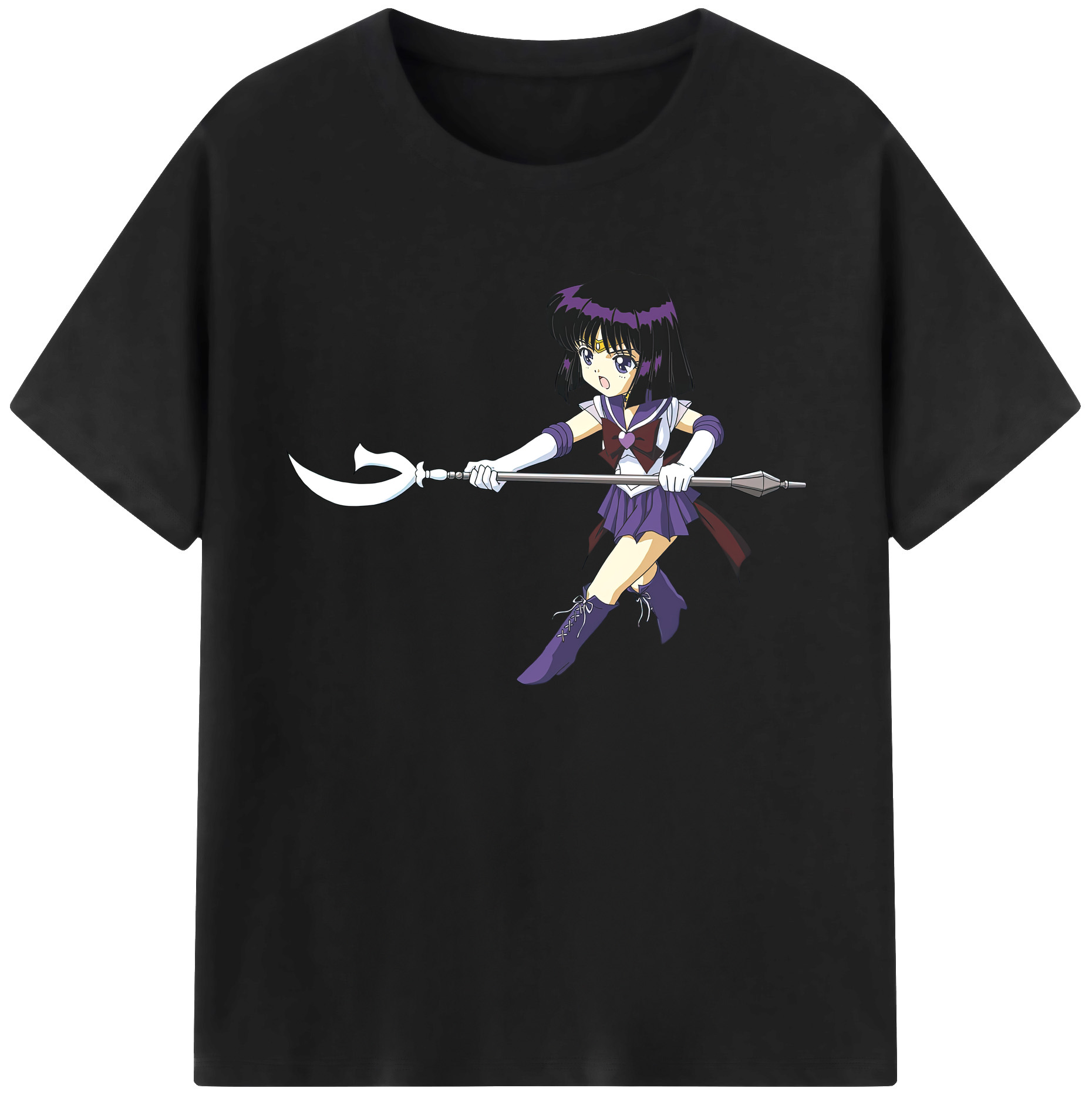 （画像用） 美少女戦士セーラームーン 土萠ほたる Sailor Moon Tomoe Hotaru （セーラーサターン；Sailor Saturn） 綿100％ メンズ半袖Tシャツ｜肌触りやわらか＆通気性