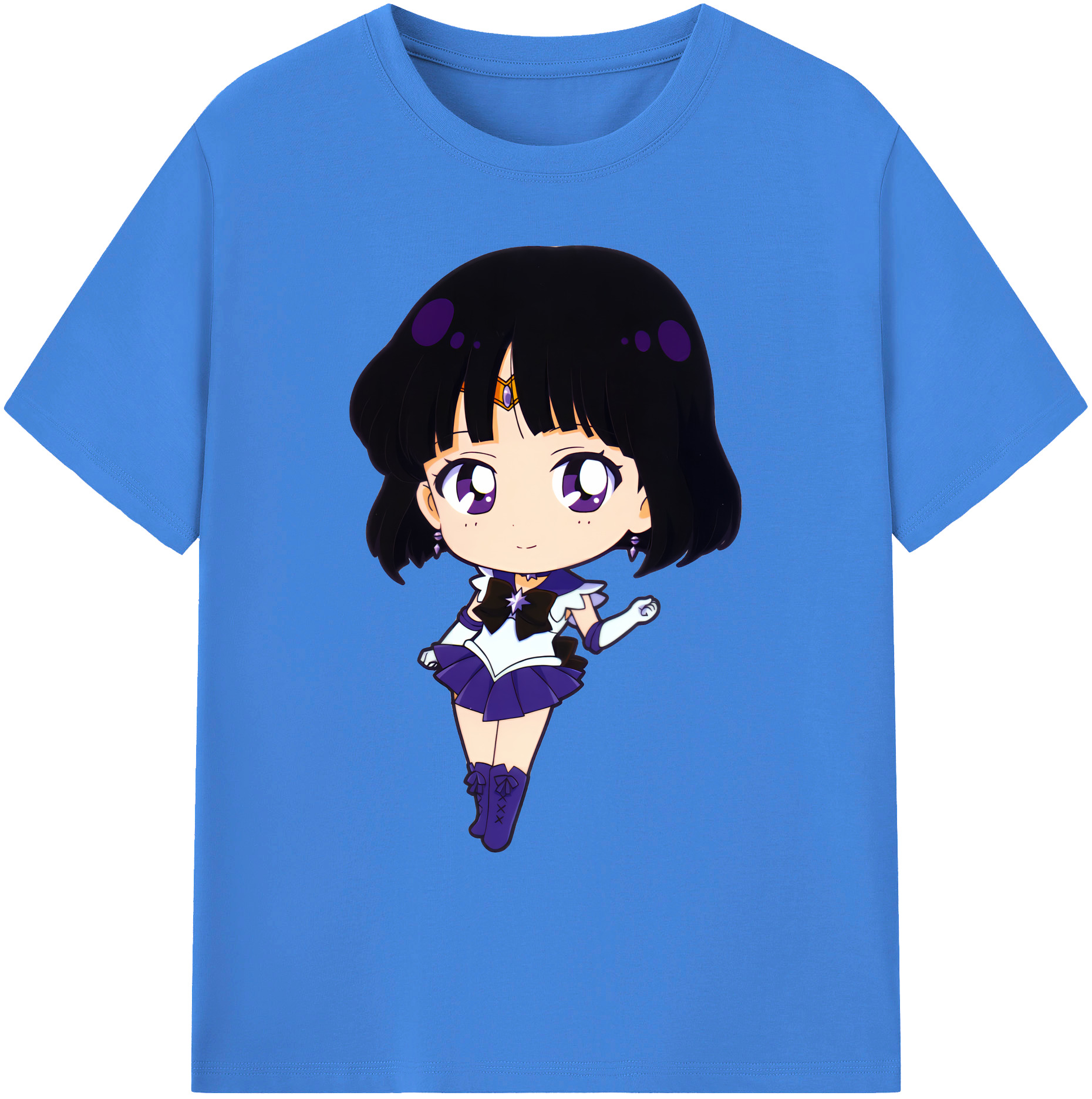 （画像用） 美少女戦士セーラームーン 土萠ほたる Sailor Moon Tomoe Hotaru （セーラーサターン；Sailor Saturn） 綿100％ メンズ半袖Tシャツ｜肌触りやわらか＆通気性