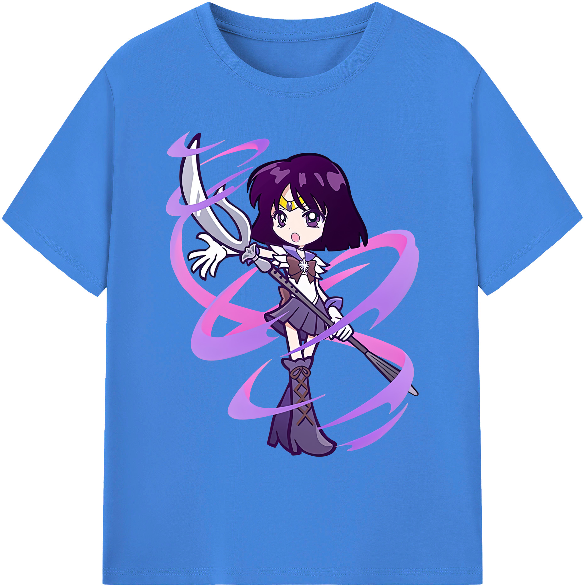 （画像用） 美少女戦士セーラームーン 土萠ほたる Sailor Moon Tomoe Hotaru （セーラーサターン；Sailor Saturn） 綿100％ メンズ半袖Tシャツ｜肌触りやわらか＆通気性