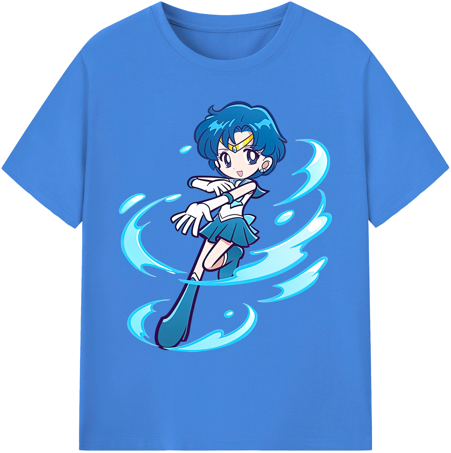 （画像用） 美少女戦士セーラームーン 水野 亜美 みずの あみ Sailor Moon Mizuno Ami 綿100％ メンズ半袖Tシャツ｜肌触りやわらか＆通気性