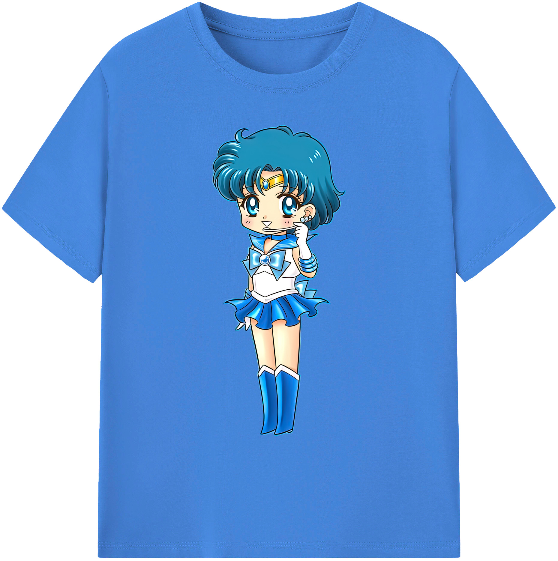 （画像用） 美少女戦士セーラームーン 水野 亜美 みずの あみ Sailor Moon Mizuno Ami 綿100％ メンズ半袖Tシャツ｜肌触りやわらか＆通気性
