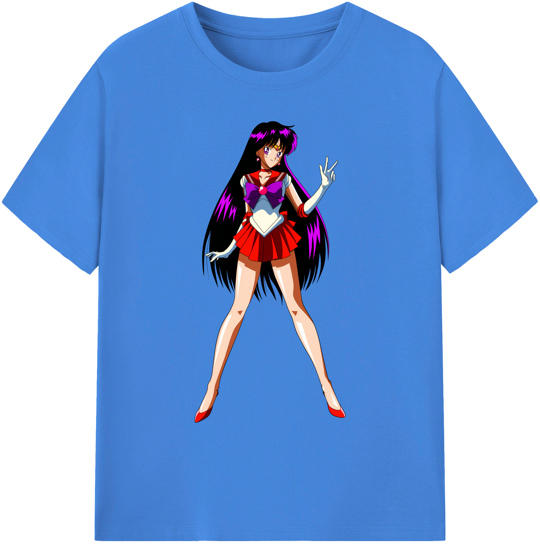（画像用） 美少女戦士セーラームーン 火野レイ ひの レイ Sailor Moon Hino Rei （セーラーマーズ,Sailor Mars） 綿100％ メンズ半袖Tシャツ｜肌触りやわらか＆通気性