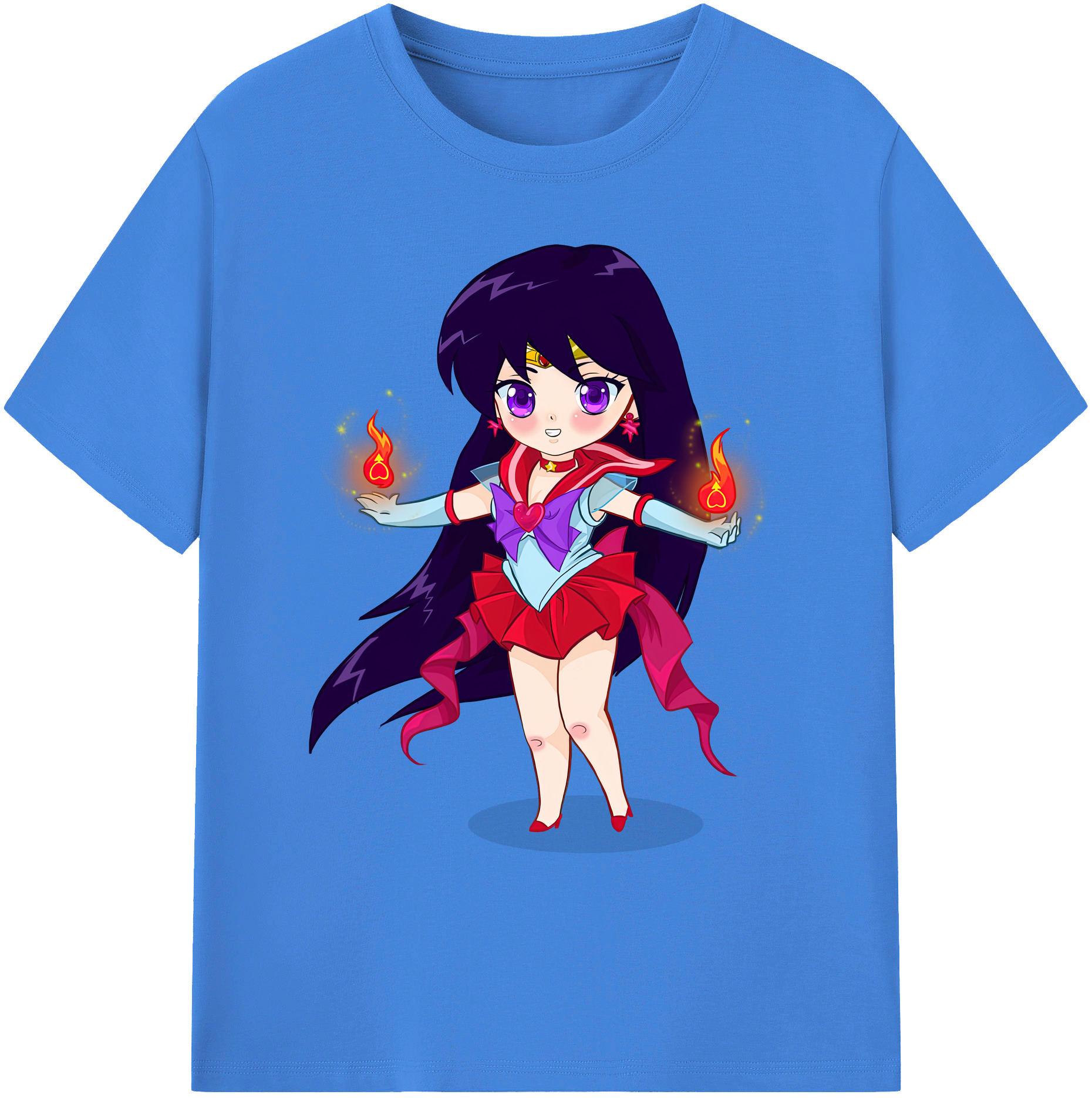 （画像用） 美少女戦士セーラームーン 火野レイ ひの レイ Sailor Moon Hino Rei （セーラーマーズ,Sailor Mars） 綿100％ メンズ半袖Tシャツ｜肌触りやわらか＆通気性