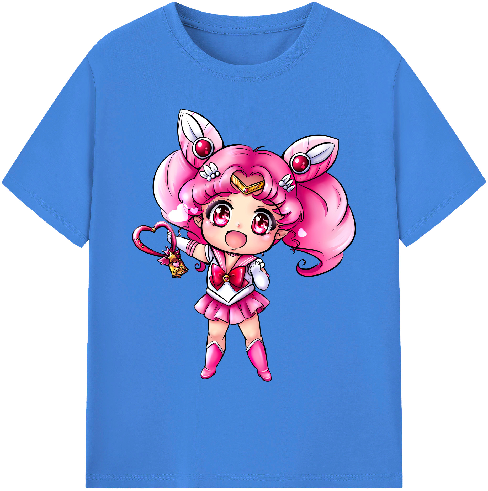（画像用） 美少女戦士セーラームーン ちびうさ Sailor Moon Chibiusa Tsukino Usagi Small Lady Serenity 綿100％ メンズ半袖Tシャツ｜肌触りやわらか＆通気性