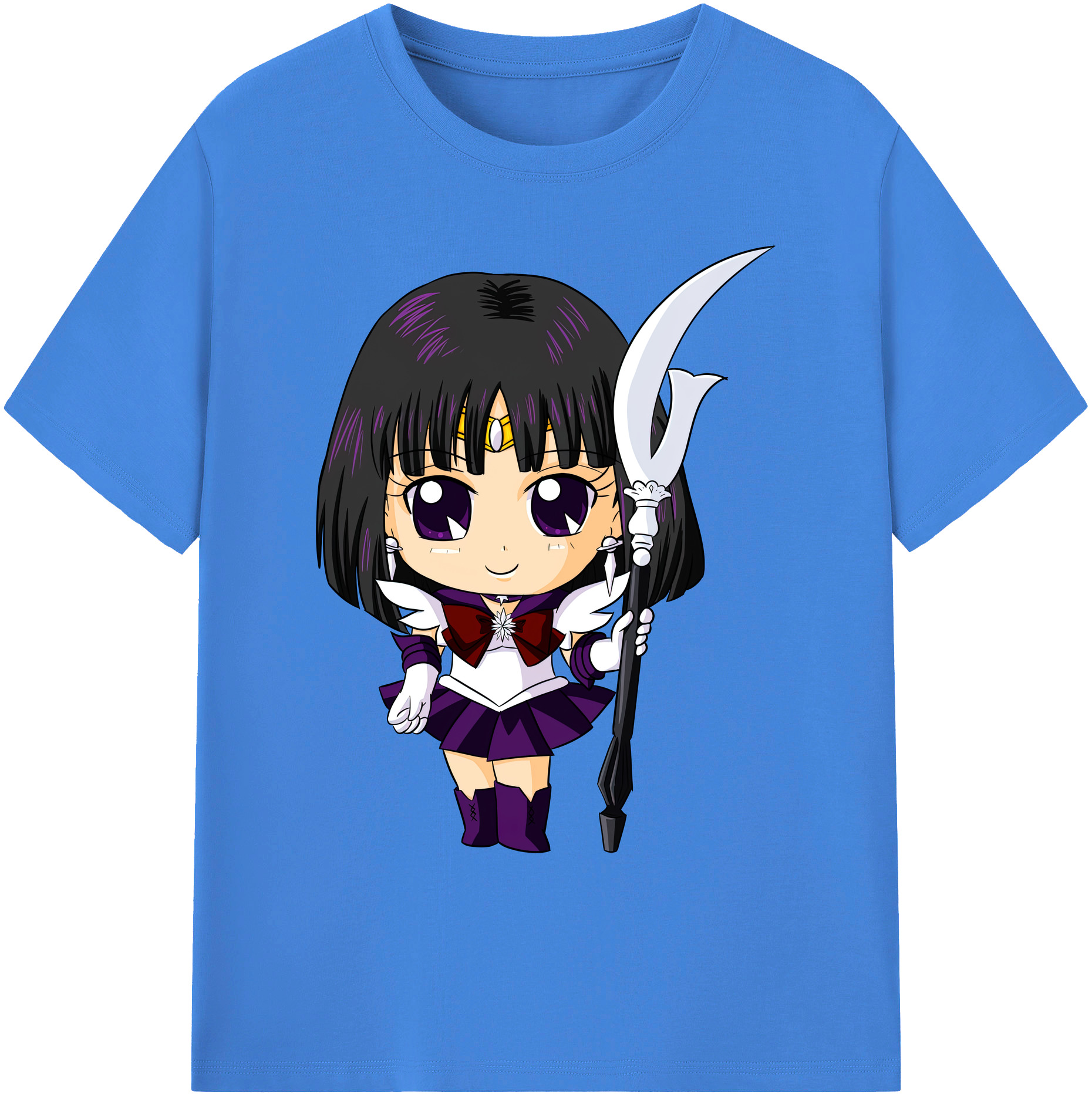（画像用） 美少女戦士セーラームーン 土萠ほたる Sailor Moon Tomoe Hotaru （セーラーサターン；Sailor Saturn） 綿100％ メンズ半袖Tシャツ｜肌触りやわらか＆通気性
