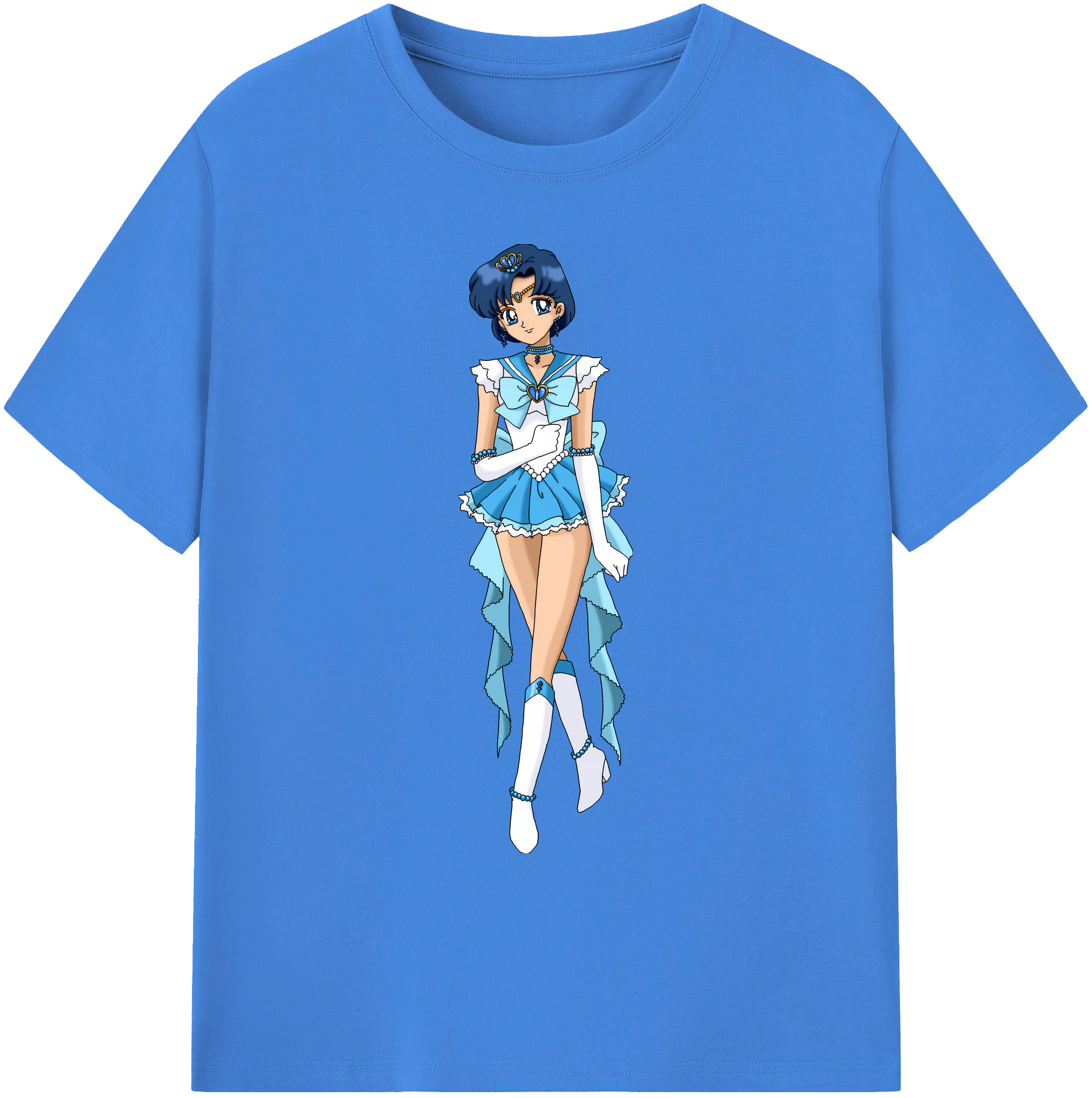 （画像用） 美少女戦士セーラームーン 水野 亜美 みずの あみ Sailor Moon Mizuno Ami 綿100％ メンズ半袖Tシャツ｜肌触りやわらか＆通気性