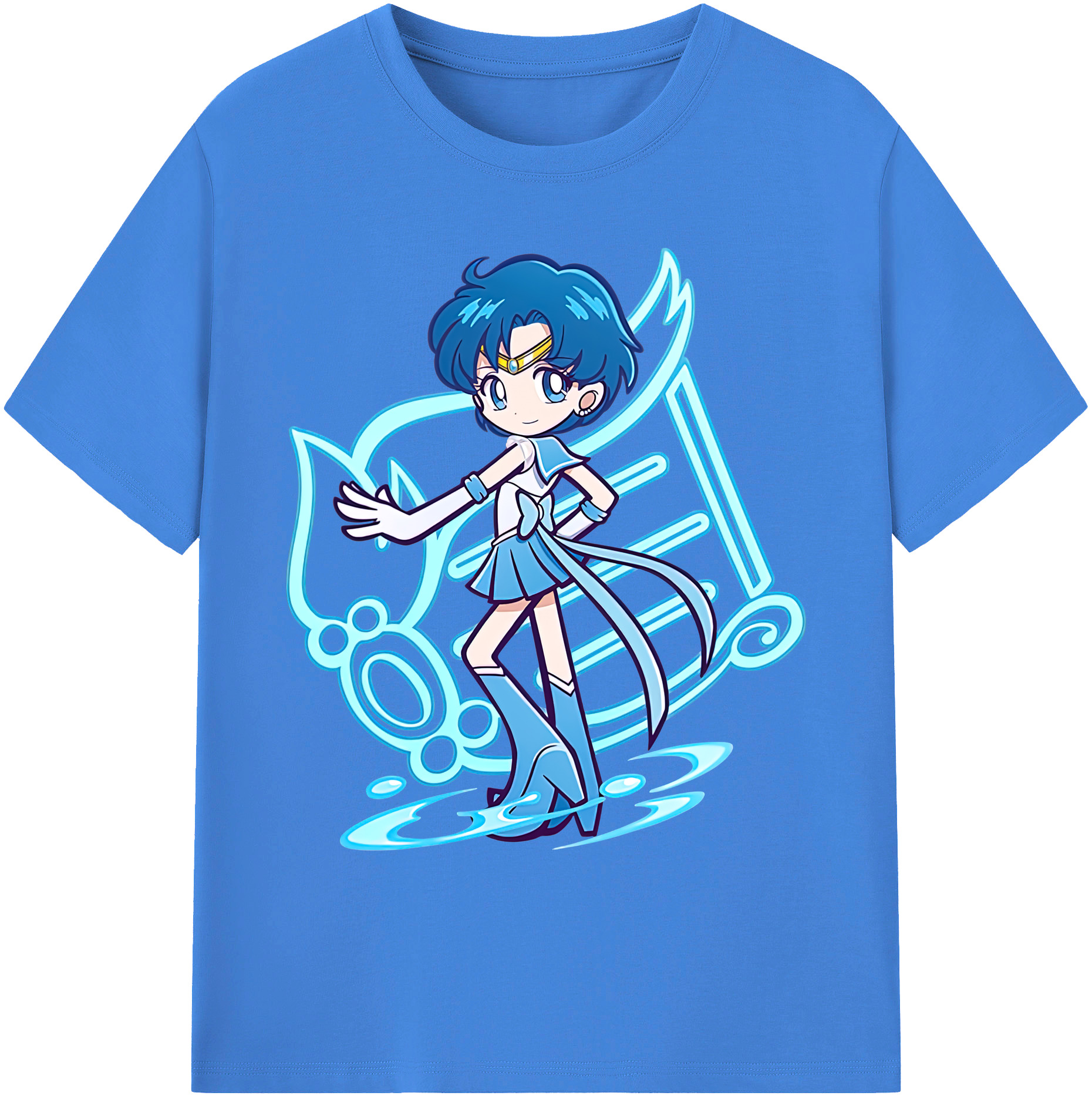 （画像用） 美少女戦士セーラームーン 水野 亜美 みずの あみ Sailor Moon Mizuno Ami 綿100％ メンズ半袖Tシャツ｜肌触りやわらか＆通気性