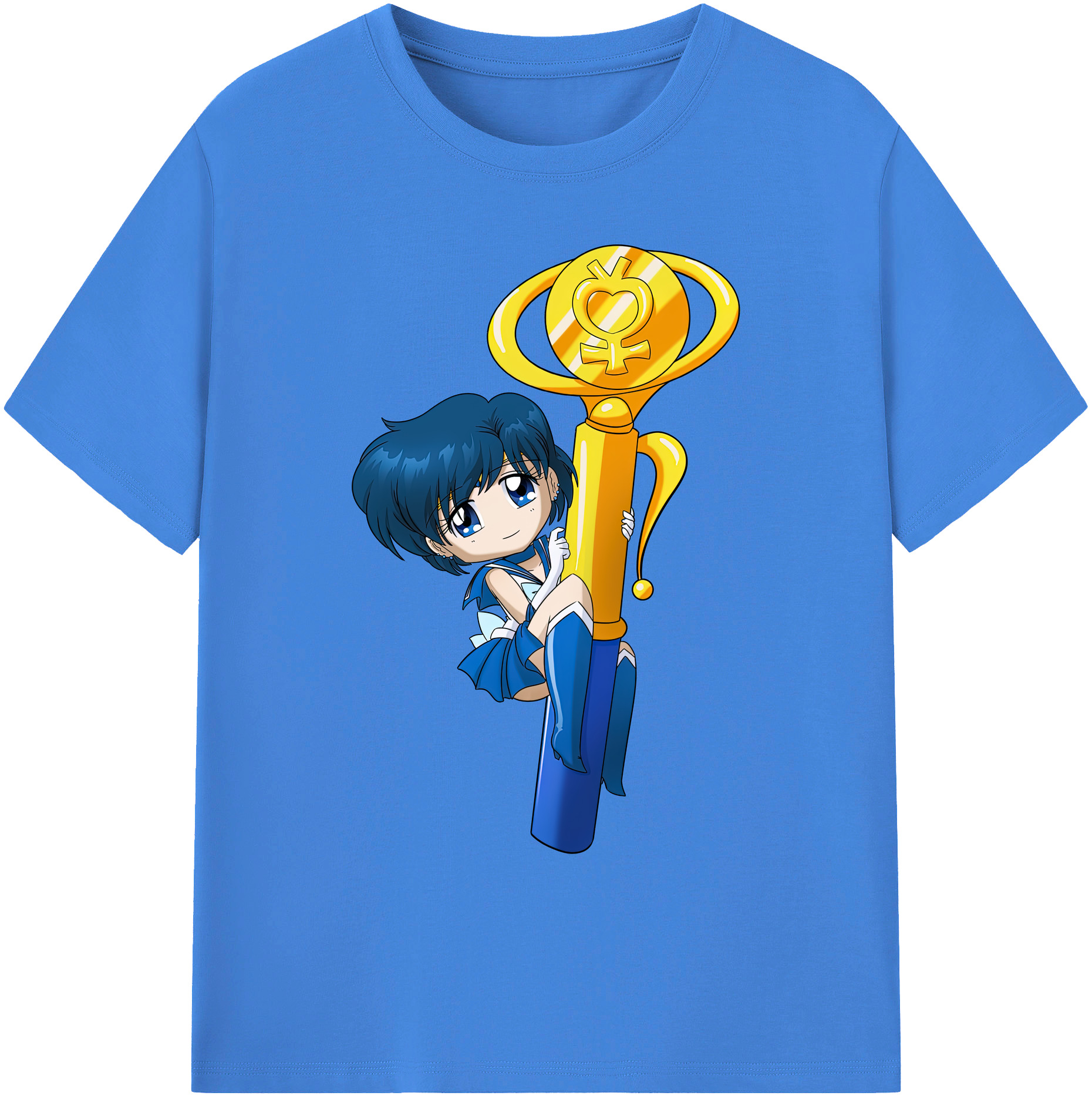 （画像用） 美少女戦士セーラームーン 水野 亜美 みずの あみ Sailor Moon Mizuno Ami 綿100％ メンズ半袖Tシャツ｜肌触りやわらか＆通気性