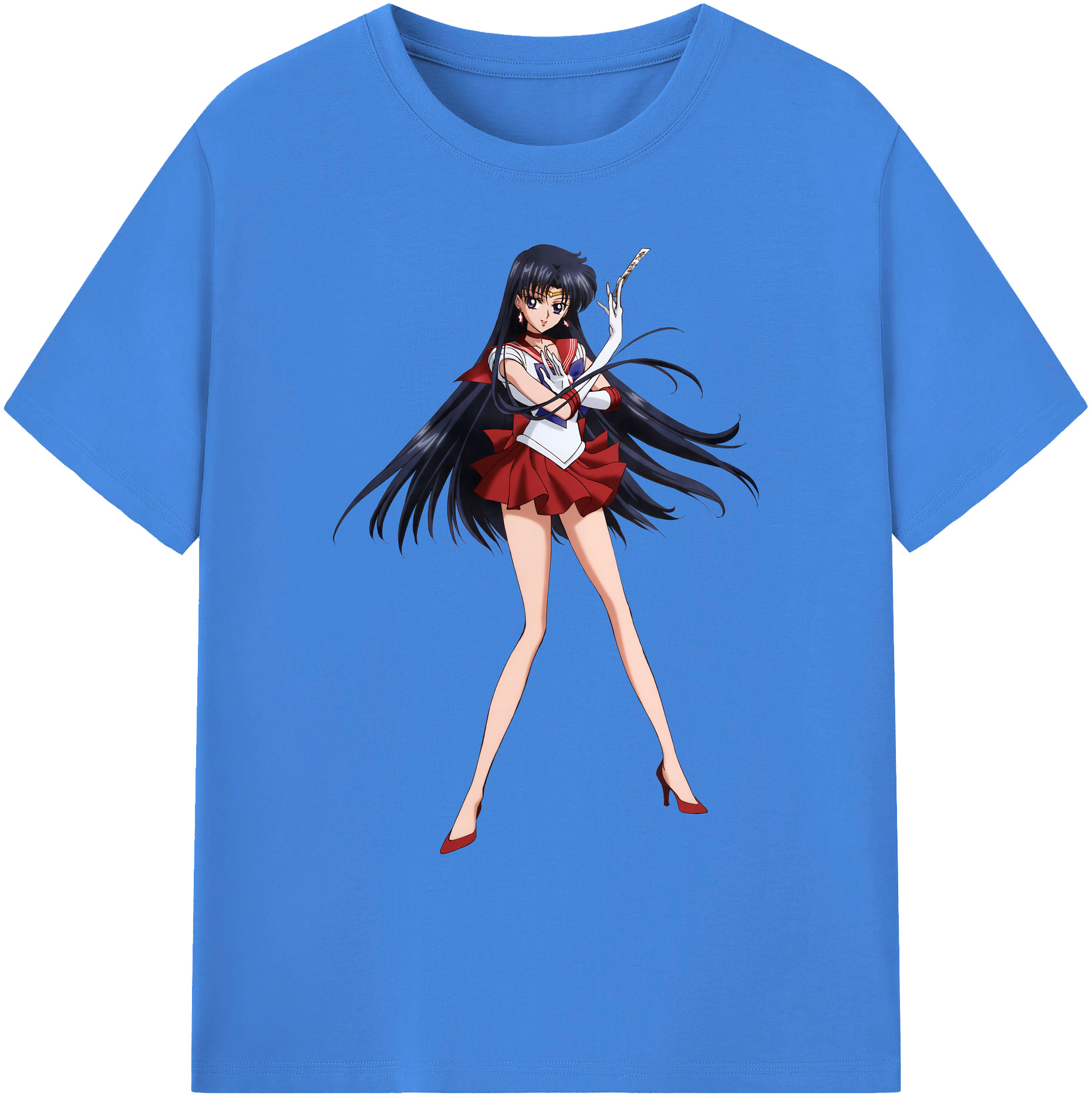 （画像用） 美少女戦士セーラームーン 火野レイ ひの レイ Sailor Moon Hino Rei （セーラーマーズ,Sailor Mars） 綿100％ メンズ半袖Tシャツ｜肌触りやわらか＆通気性