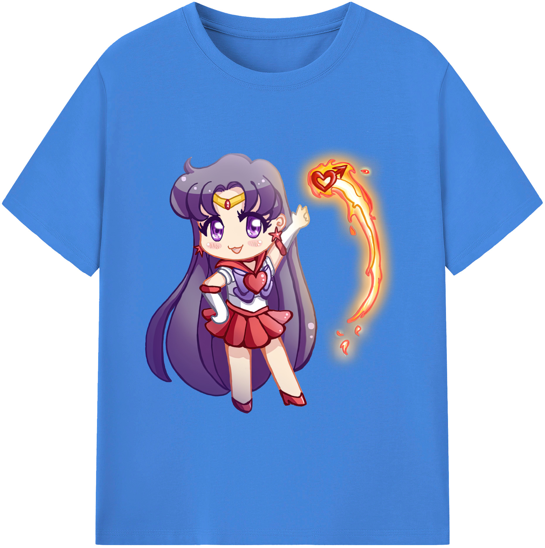 （画像用） 美少女戦士セーラームーン 火野レイ ひの レイ Sailor Moon Hino Rei （セーラーマーズ,Sailor Mars） 綿100％ メンズ半袖Tシャツ｜肌触りやわらか＆通気性