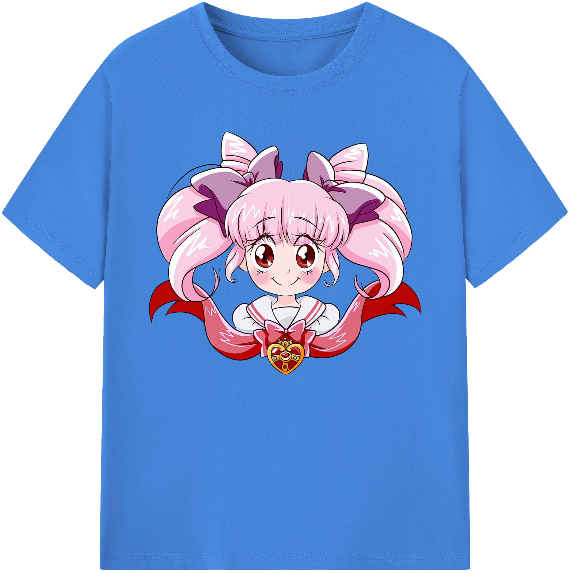 （画像用） 美少女戦士セーラームーン ちびうさ Sailor Moon Chibiusa Tsukino Usagi Small Lady Serenity 綿100％ メンズ半袖Tシャツ｜肌触りやわらか＆通気性