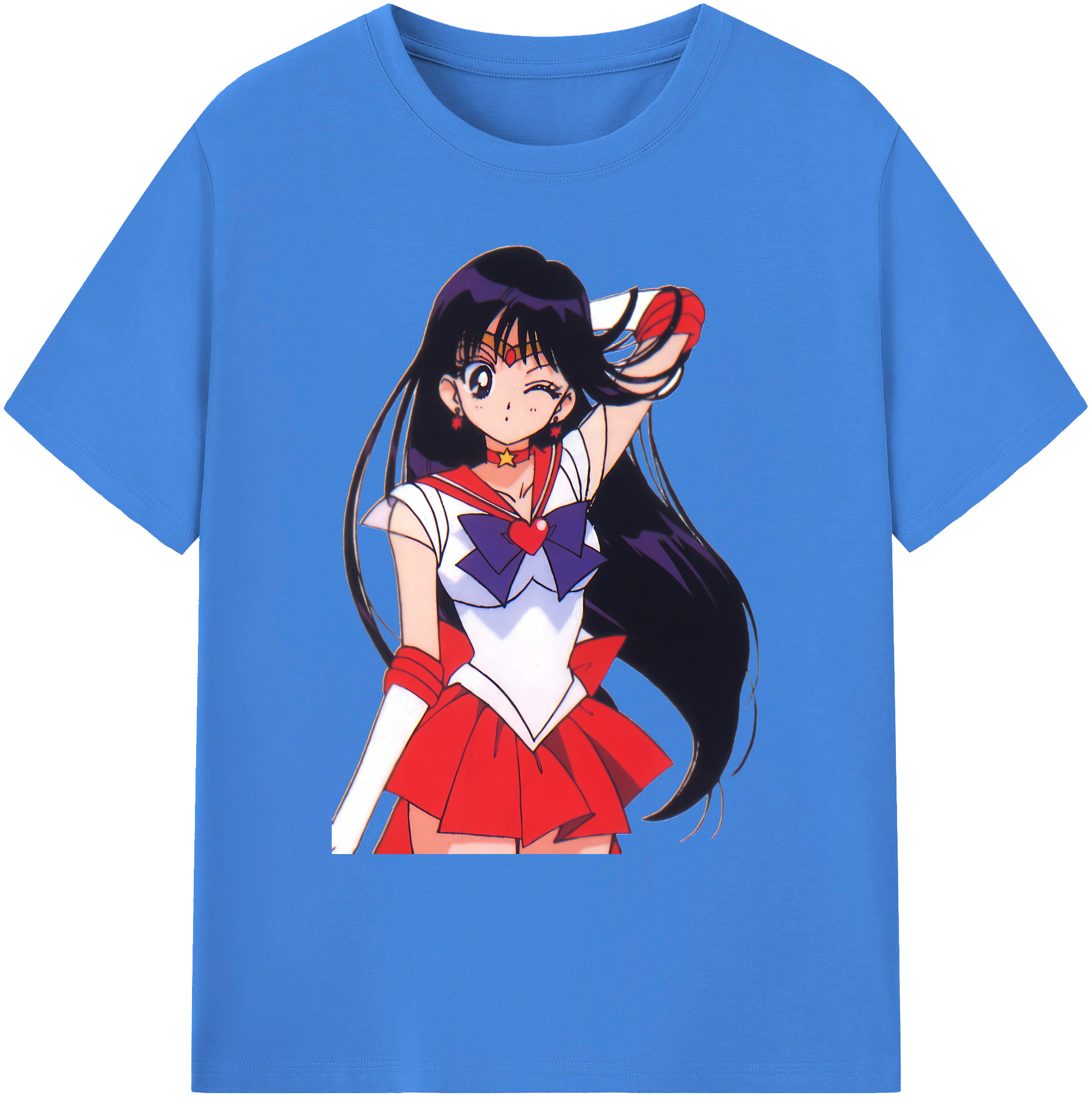 （画像用） 美少女戦士セーラームーン 火野レイ ひの レイ Sailor Moon Hino Rei （セーラーマーズ,Sailor Mars） 綿100％ メンズ半袖Tシャツ｜肌触りやわらか＆通気性